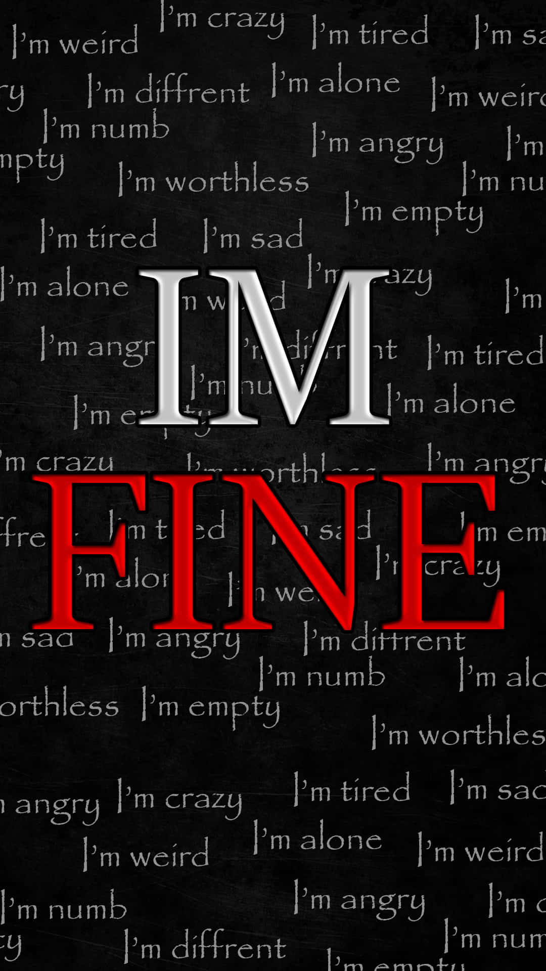 I'm Fine - A Black Background With Words Written On It