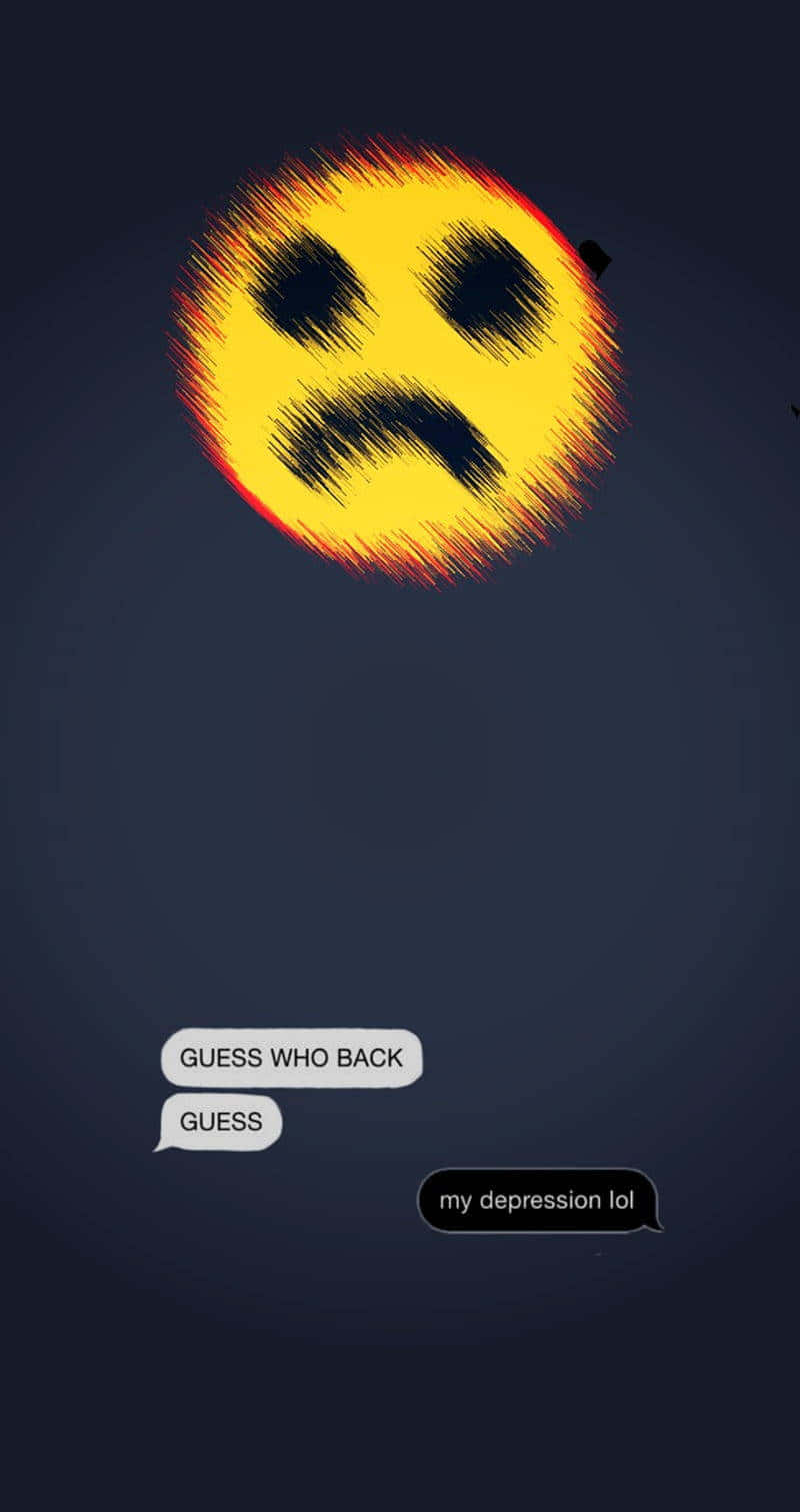 Et skærmbillede af en tekstbesked med et emoticon. Wallpaper