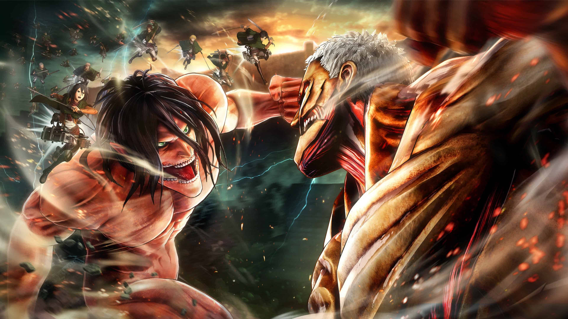 Der Beste Anime-angriff Auf Titan Fight Wallpaper