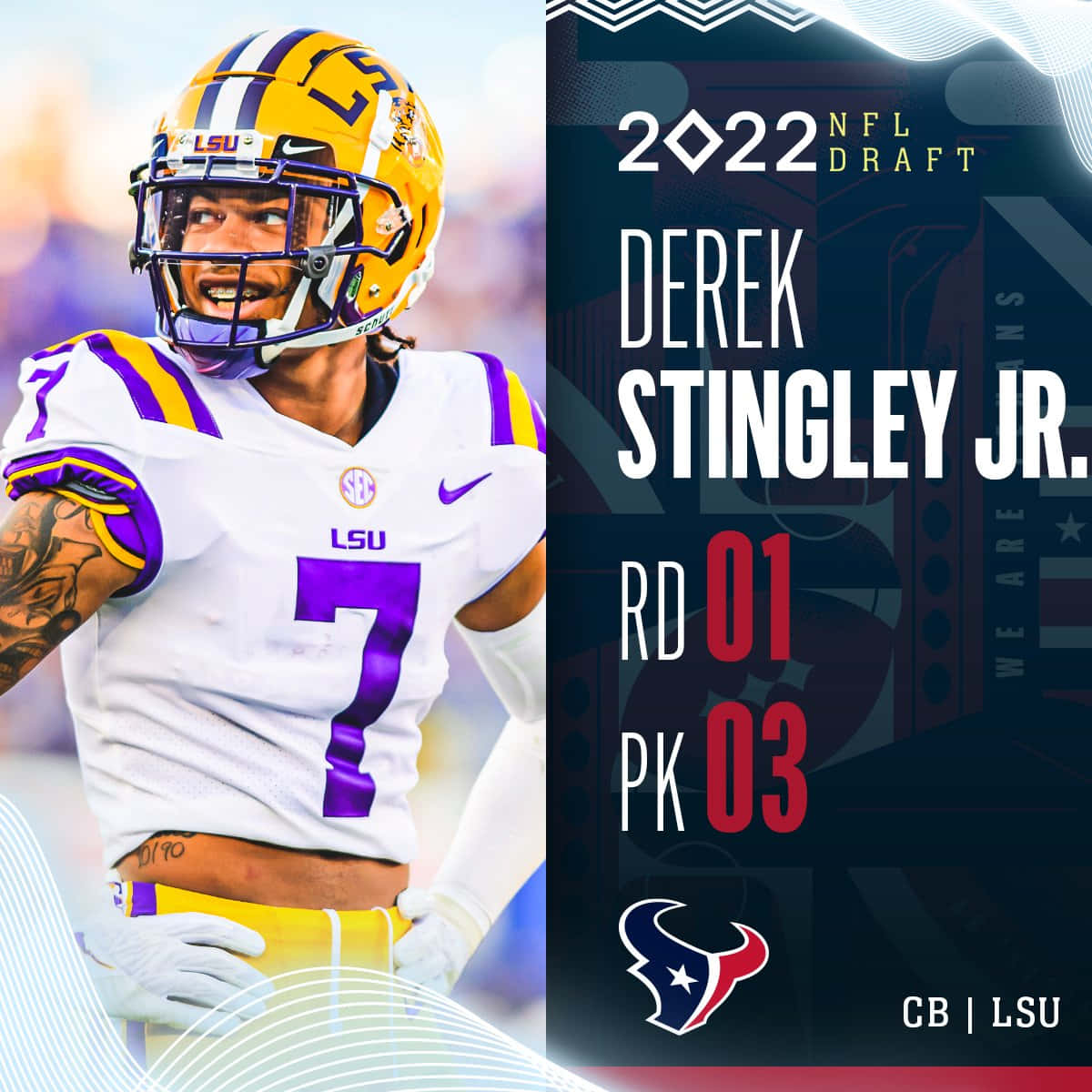 Derek Stingley Jr Houston Texans Rookie Wallpaper