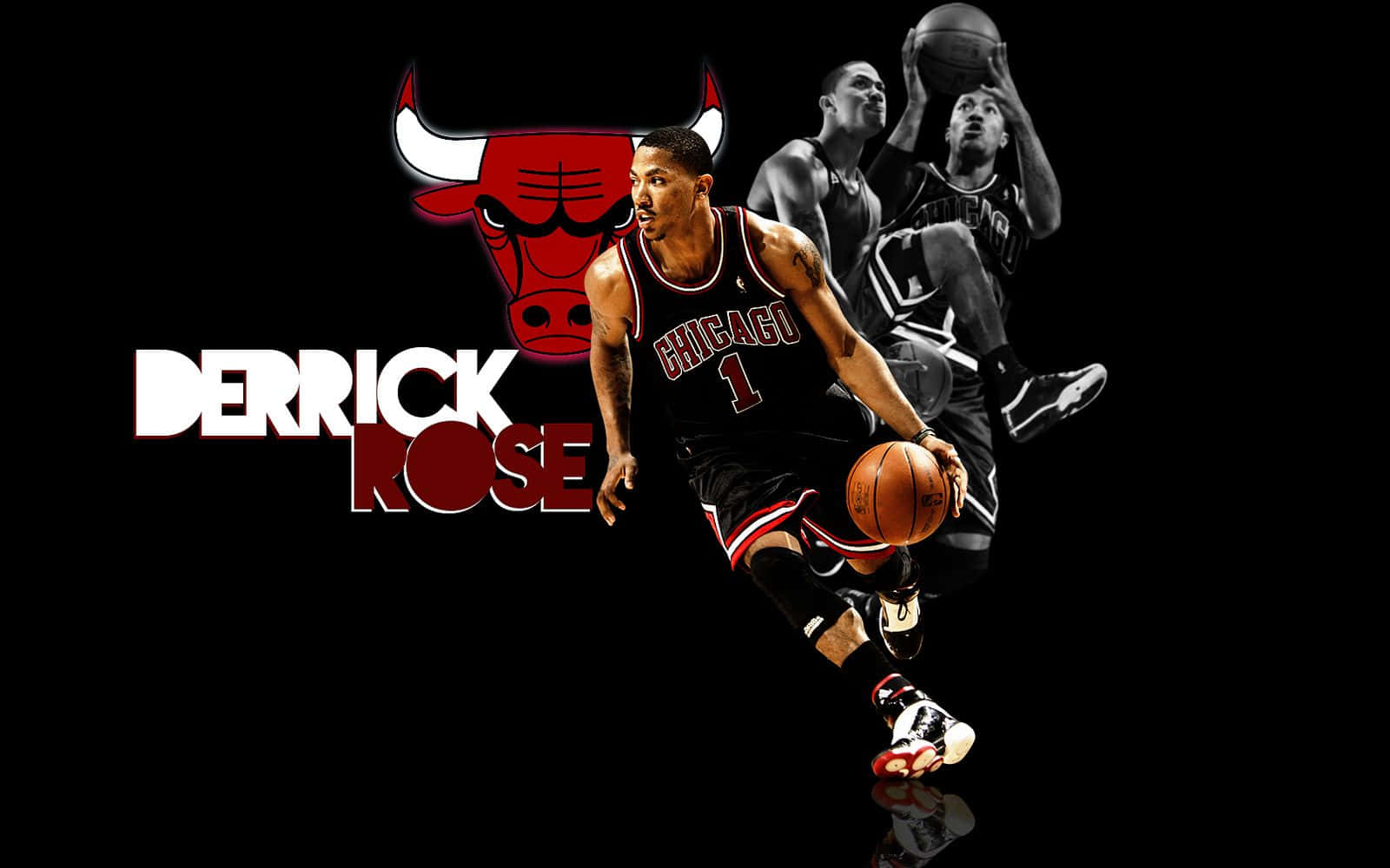 NBA-mesteren Derrick Rose skabt som grafisk tapet. Wallpaper