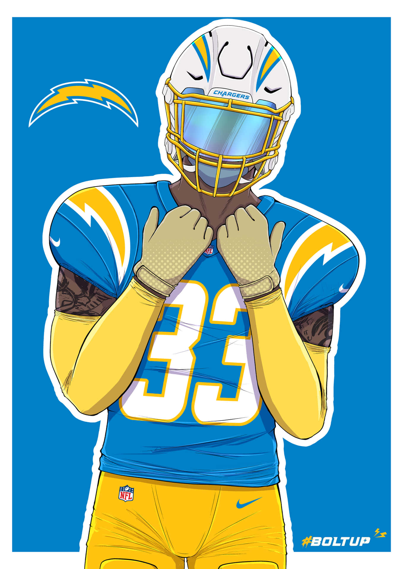 Derwin James Fanart Drawing Los Angeles Chargers Wallpaper
