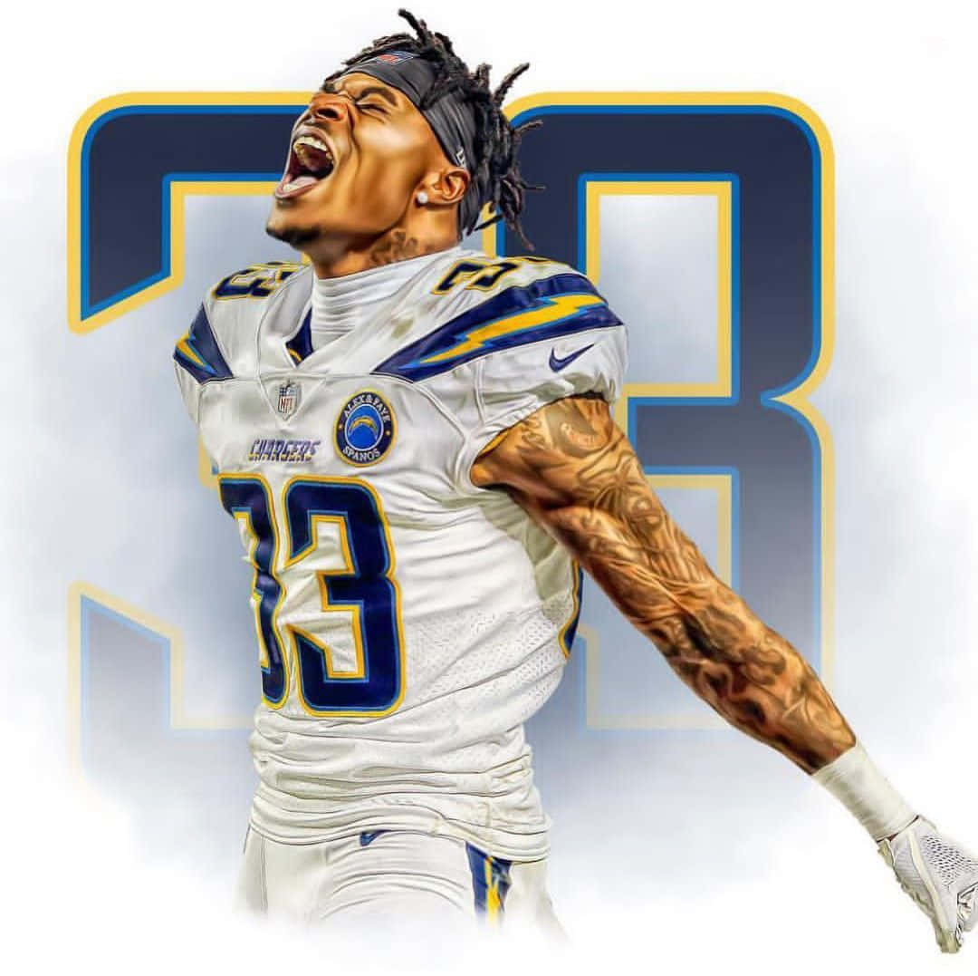 Derwin James Graphic Art Los Angeles Chargers Player Wallpaper
