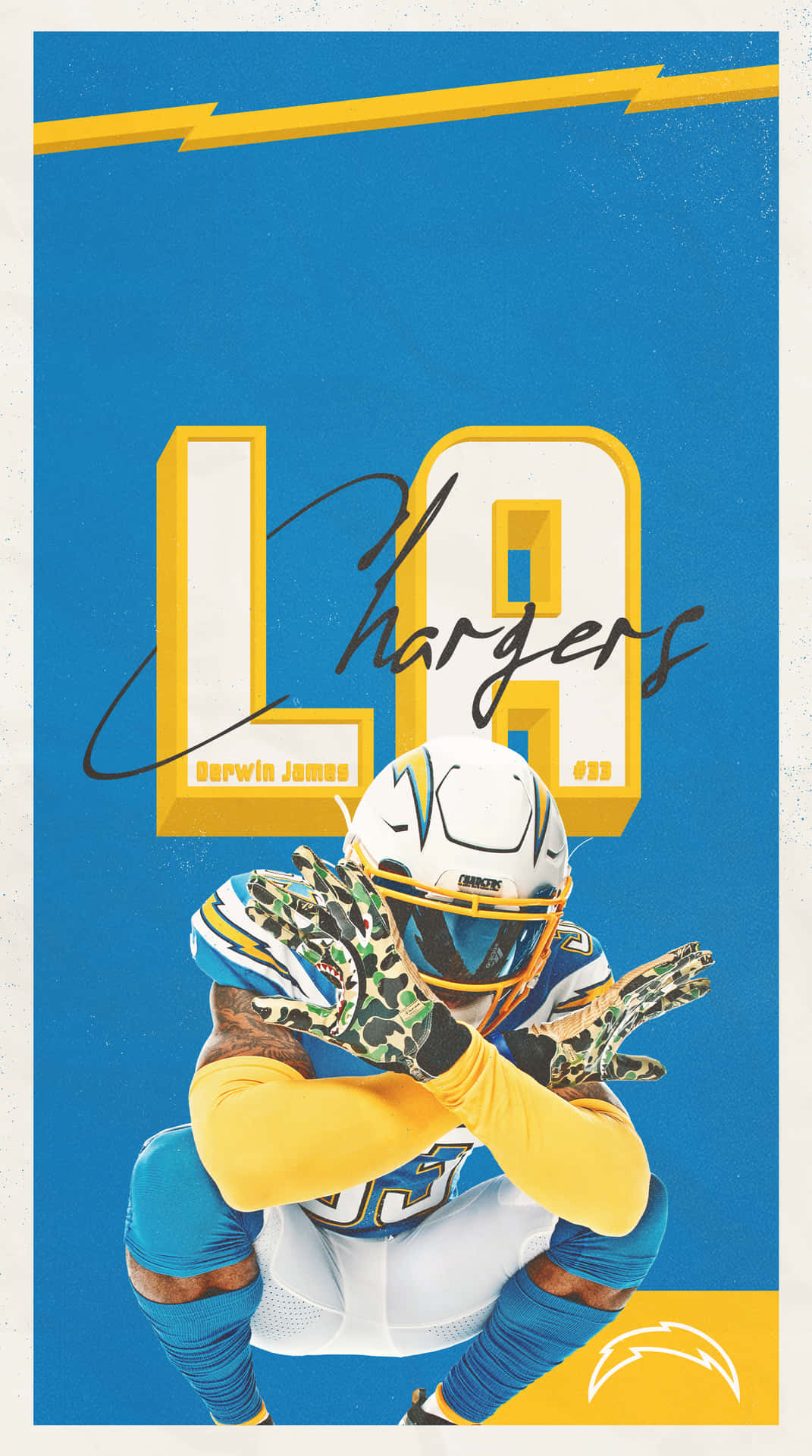 Derwin James Graphic Art Poster Los Angeles Chargers Wallpaper
