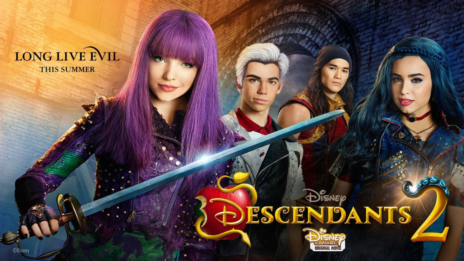 Descendants 2 Characters With Weapons Background