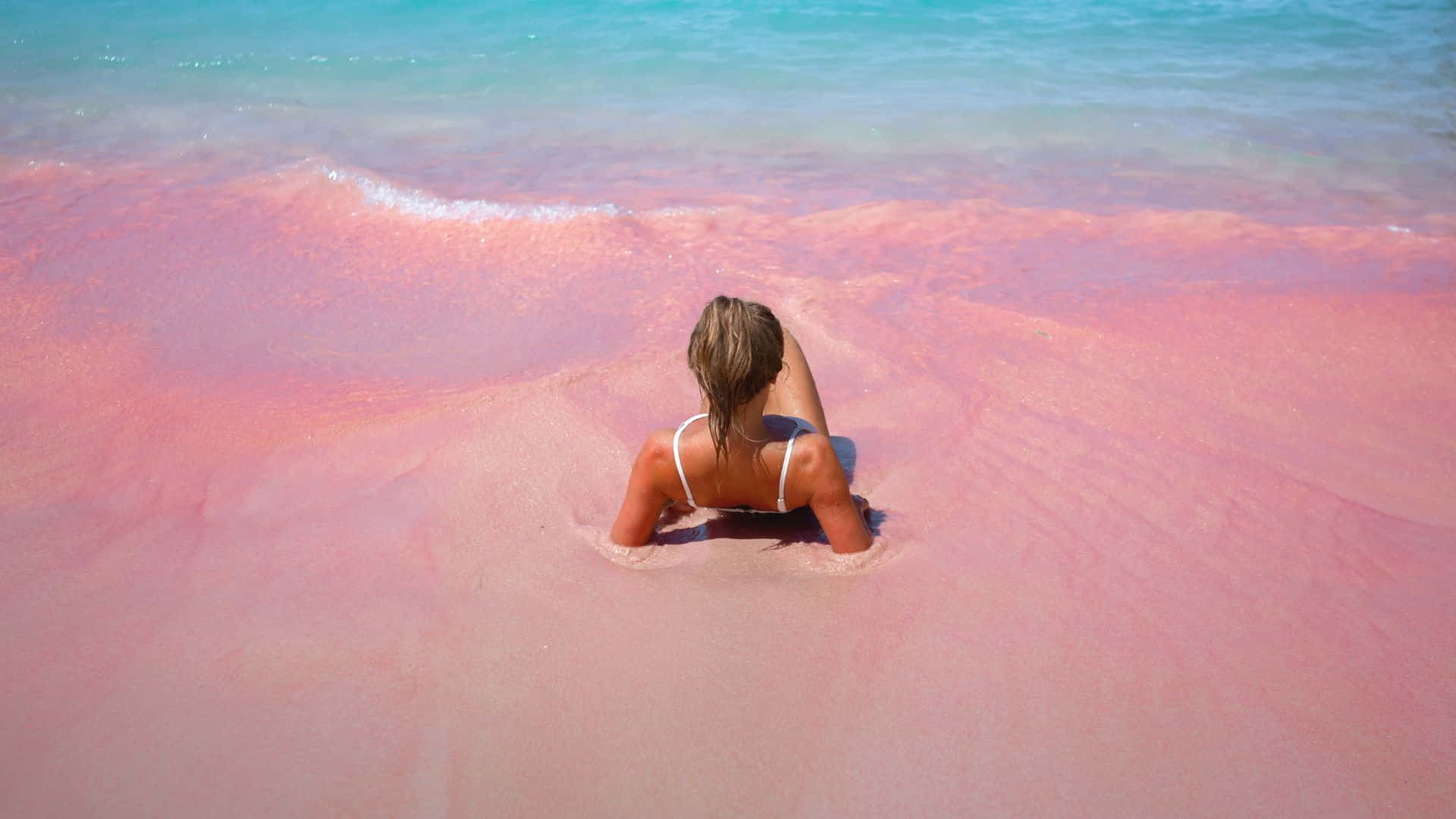 Descubrela Serenidad De Las Playas Rosadas Fondo de pantalla