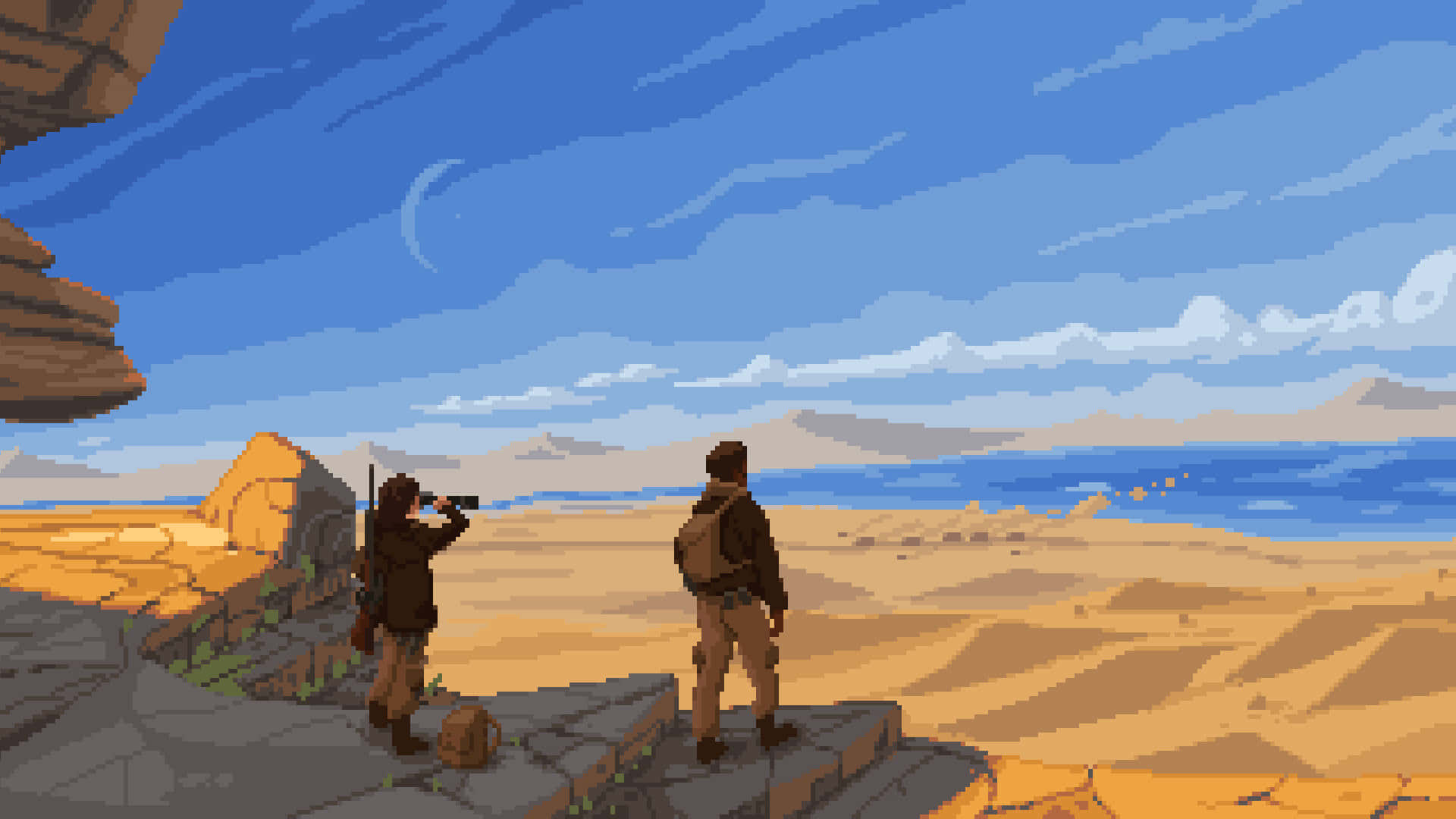 Desert_ Adventure_ Pixel_ Art_ Scene Wallpaper