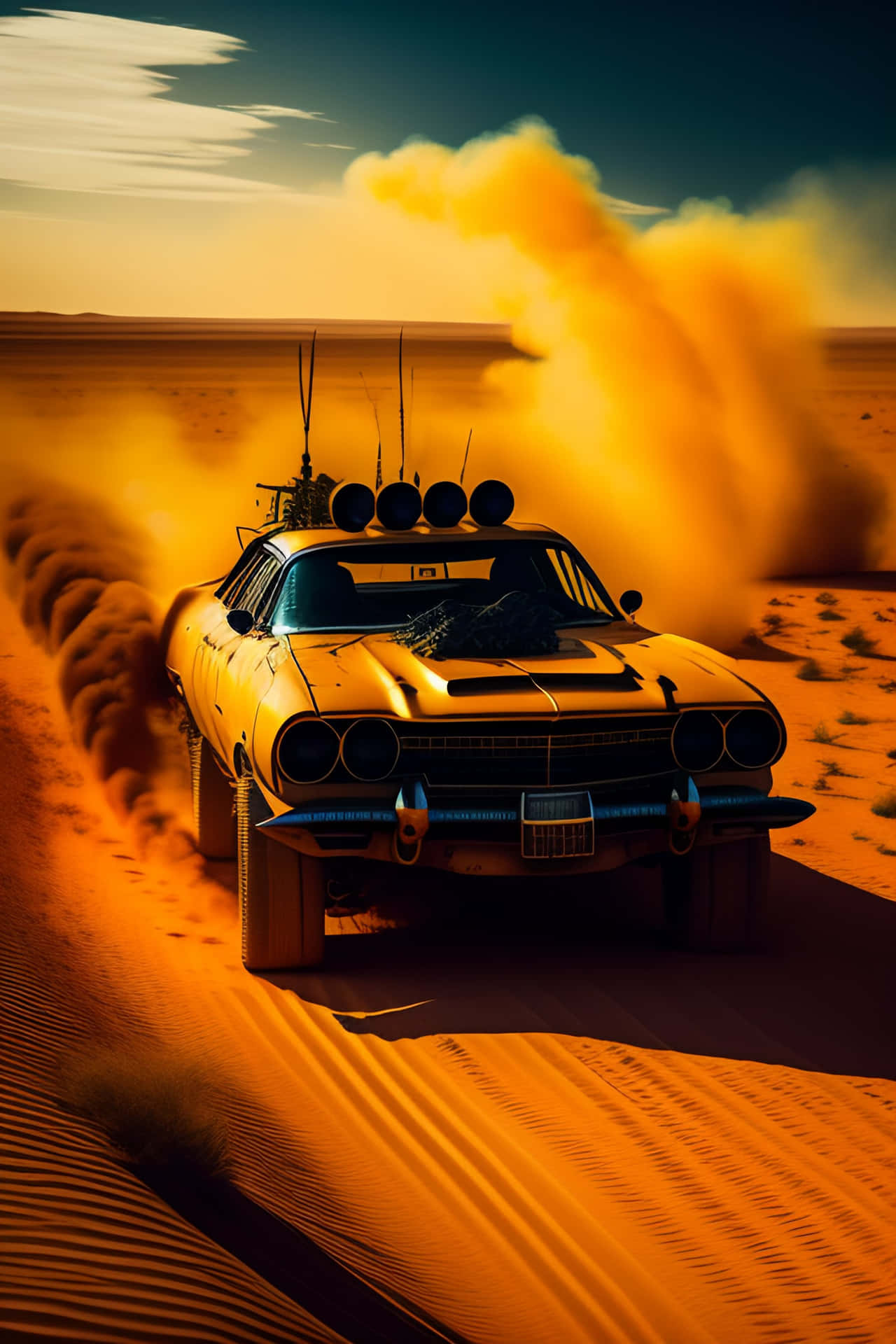 Desert Chase Mad Max Inspired Car Wallpaper