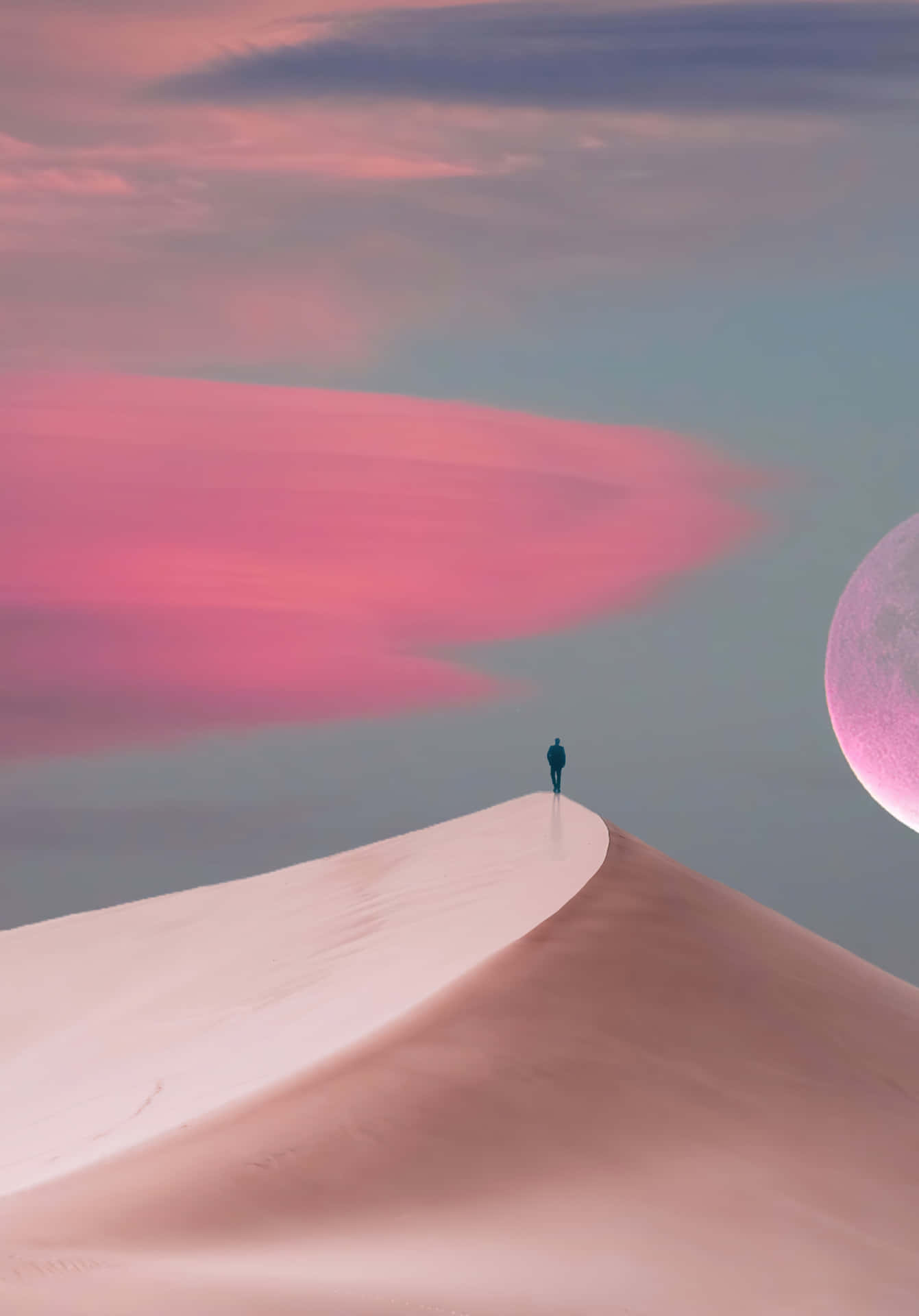 Rosa Måne i ørkenen iPhone Tapet Wallpaper