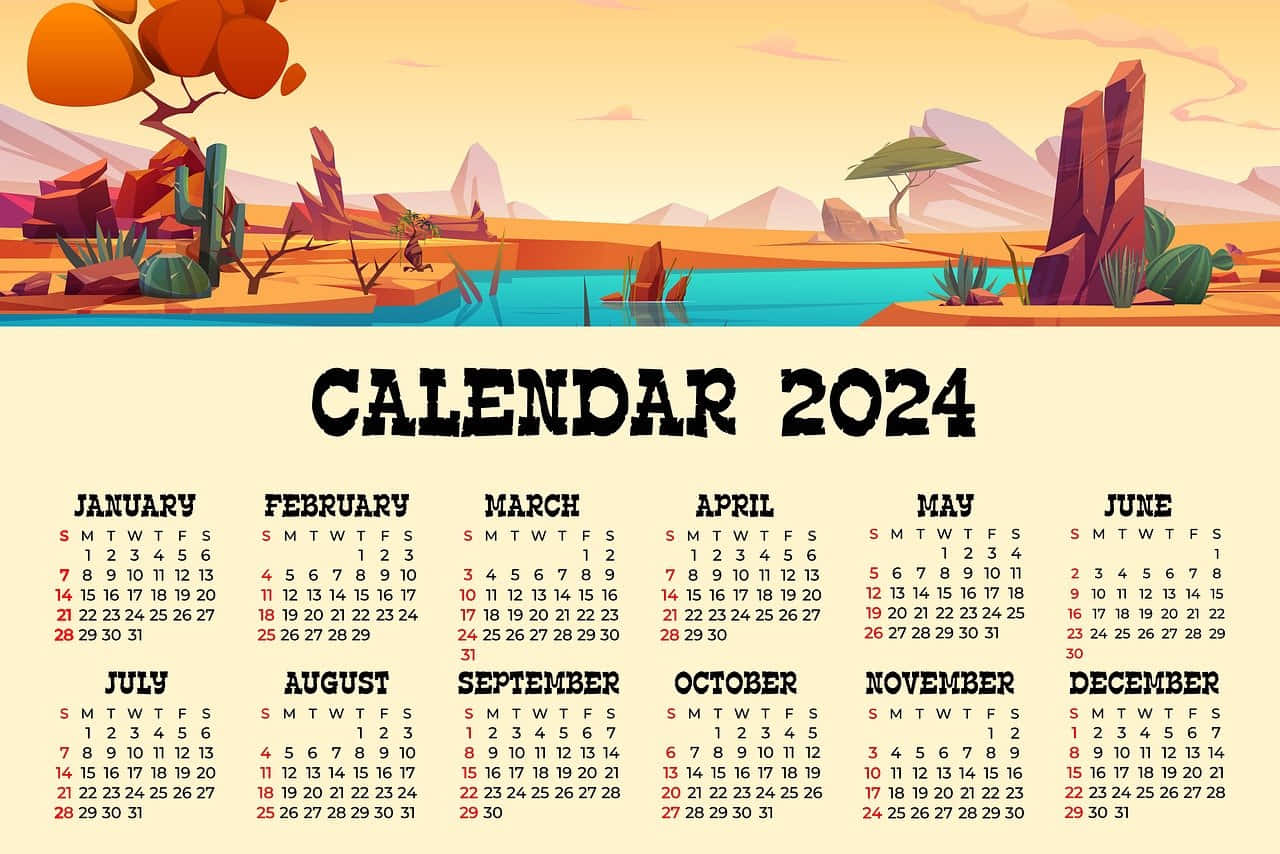 Desert Landscape Calendar2024 Wallpaper