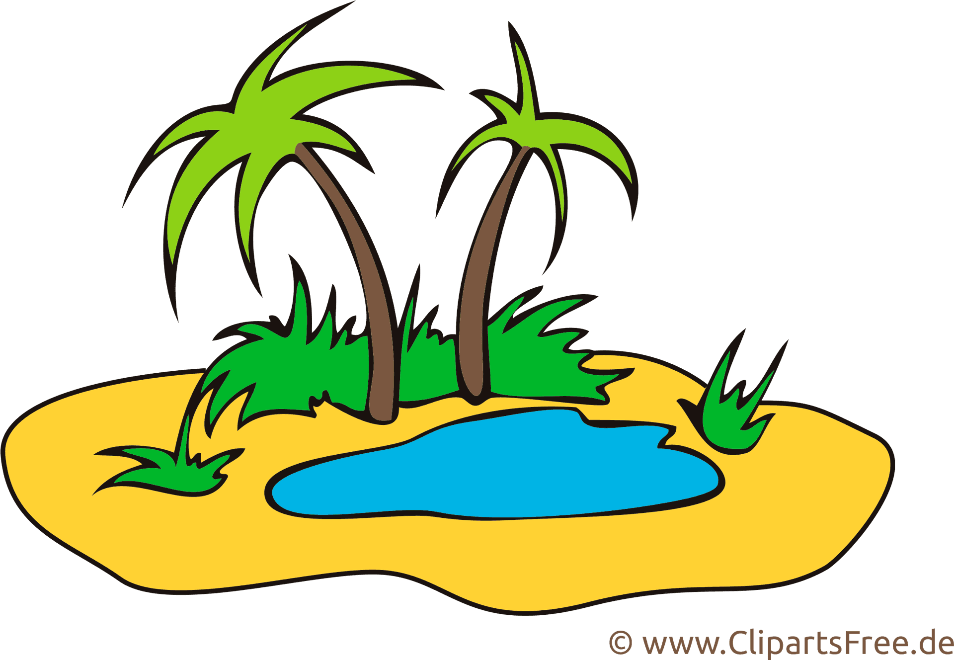 Desert Oasis Cartoon Illustration PNG