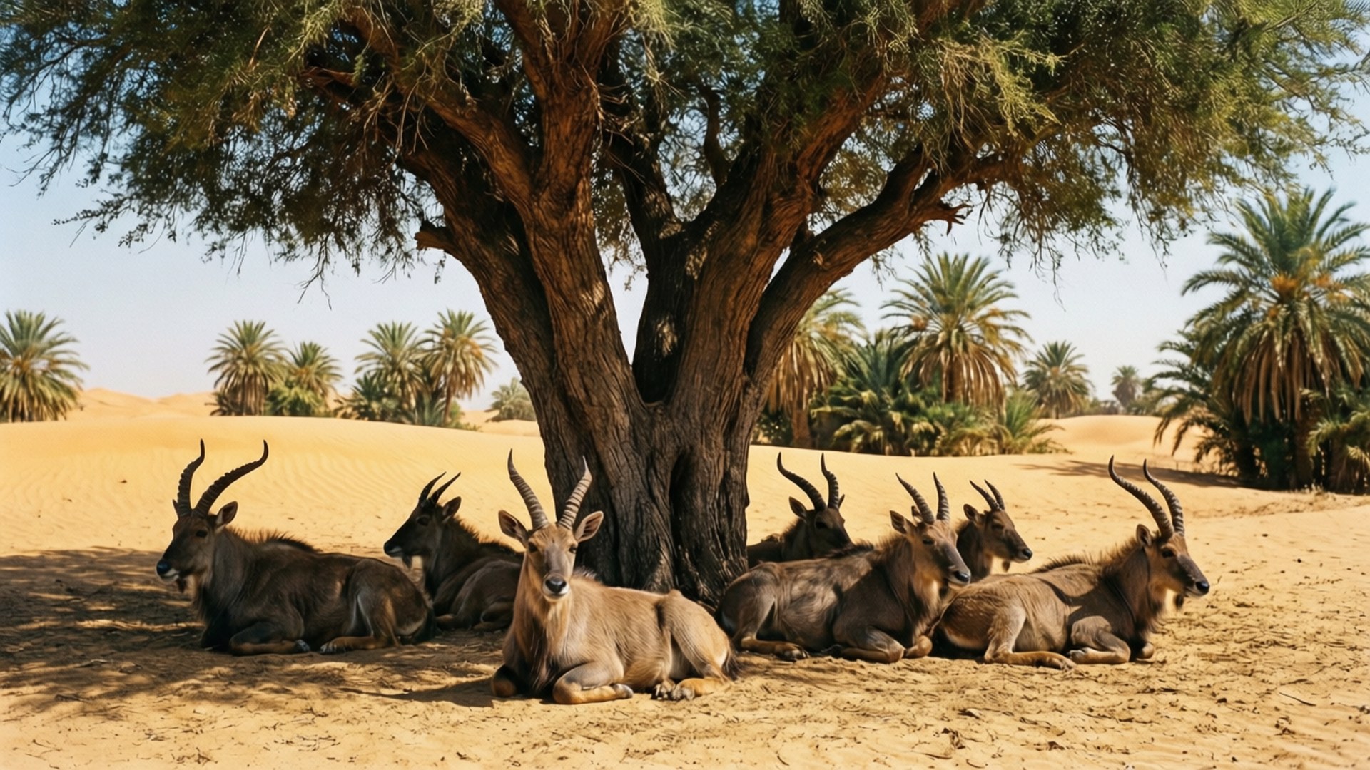 Riposo nell'Oasi del Deserto Sfondi
