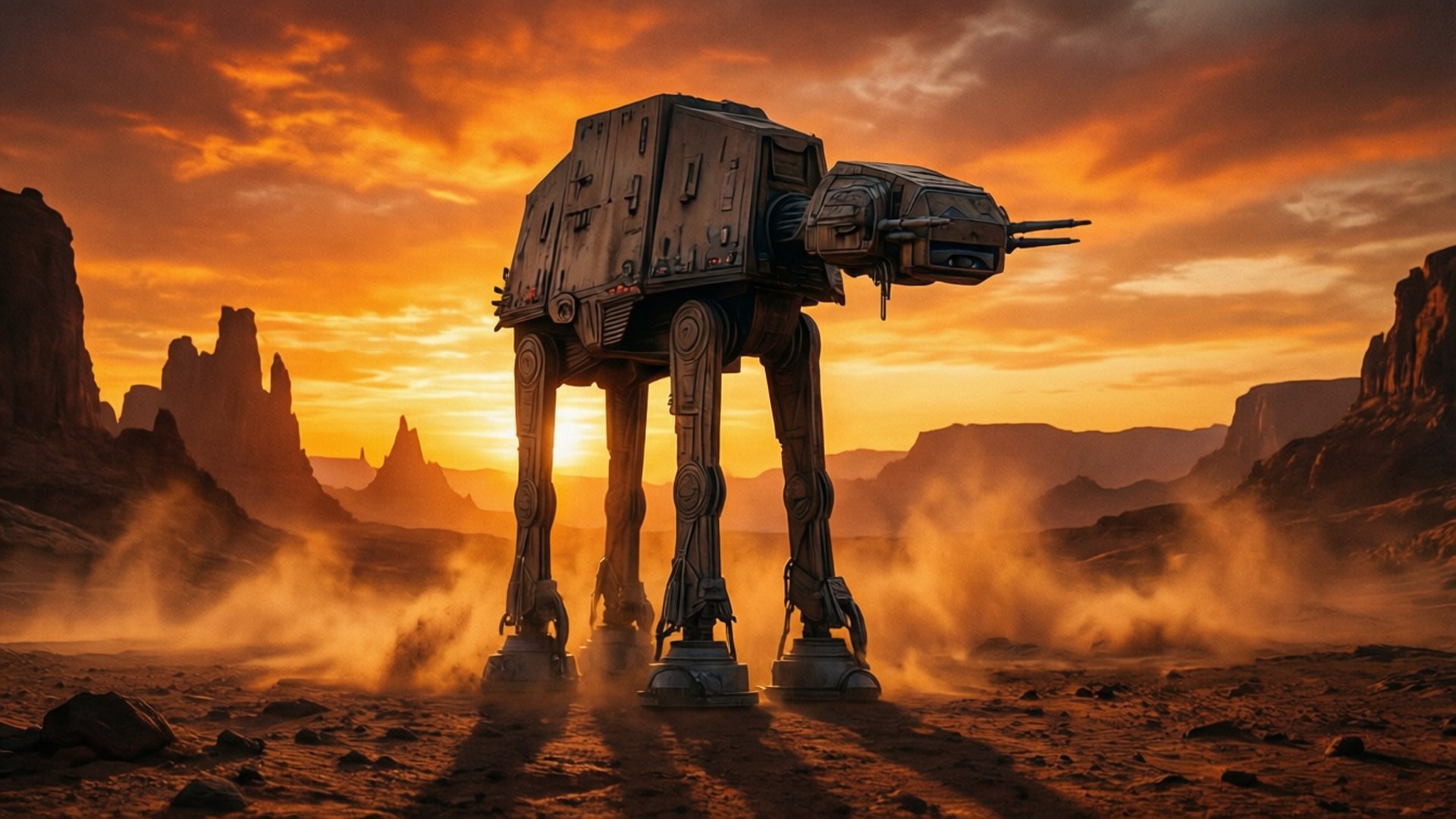 Desert Sunset Walker Wallpaper
