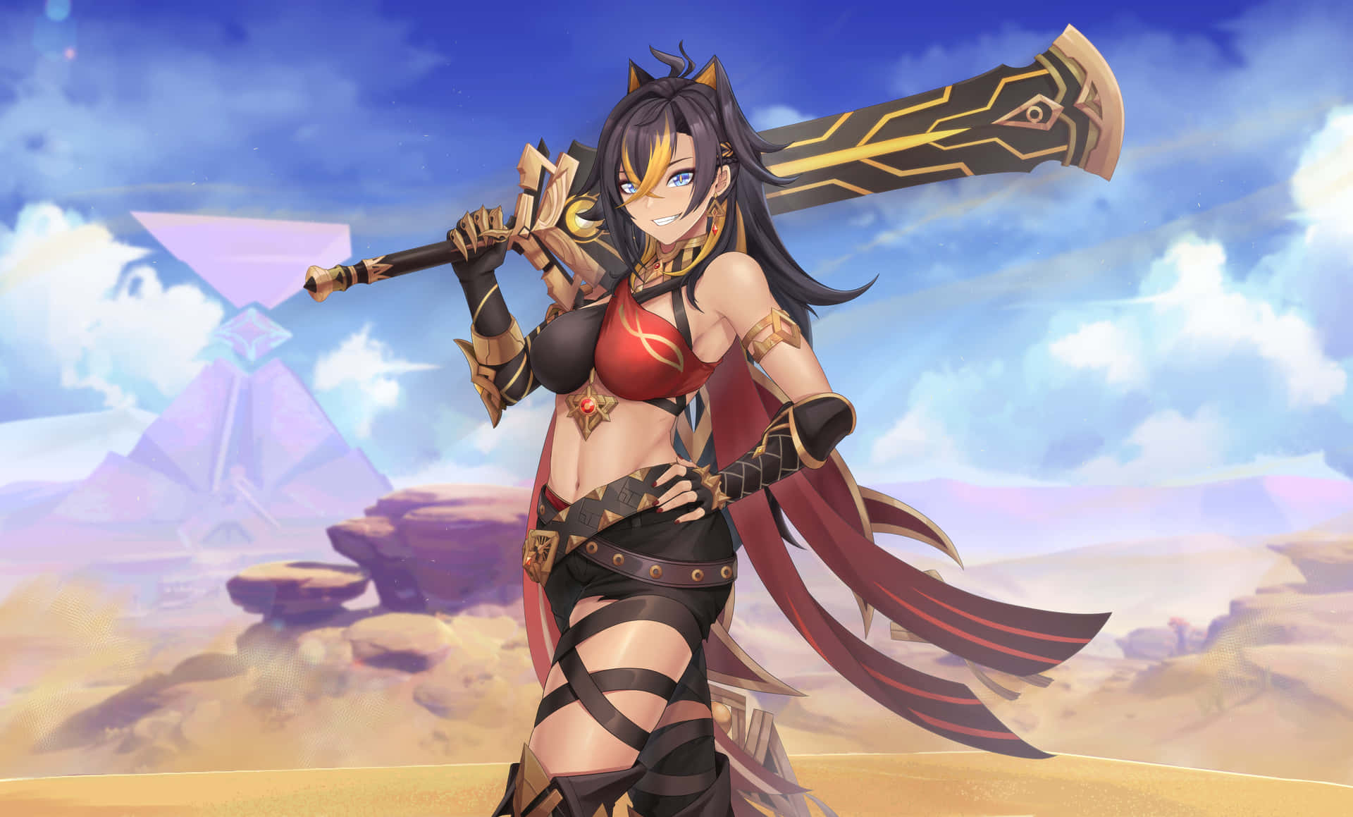 Desert Warrior Dehya With Sword Wallpaper