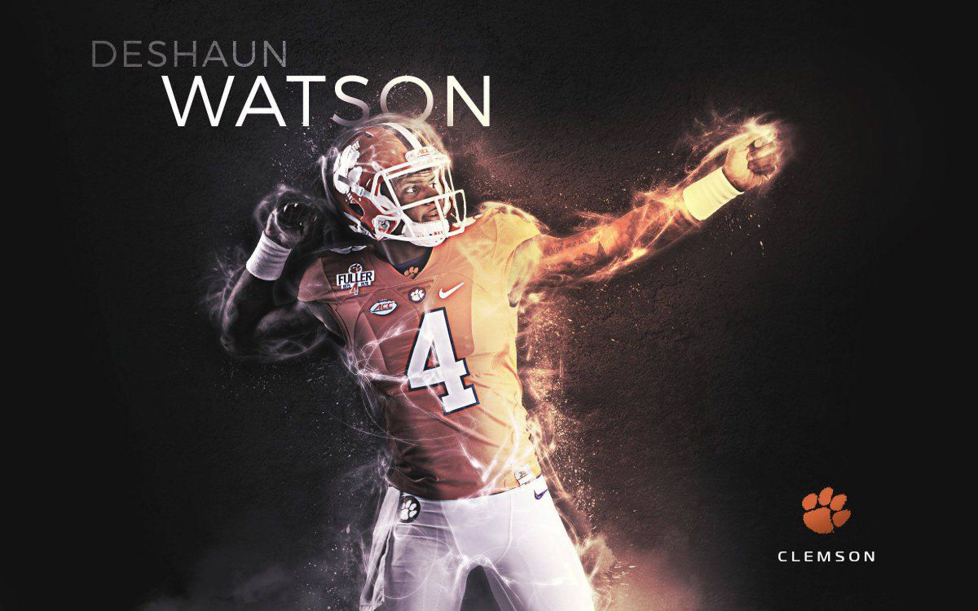 Deshaunwatson Flares Art: Deshaun Watson Flammar Konst Wallpaper