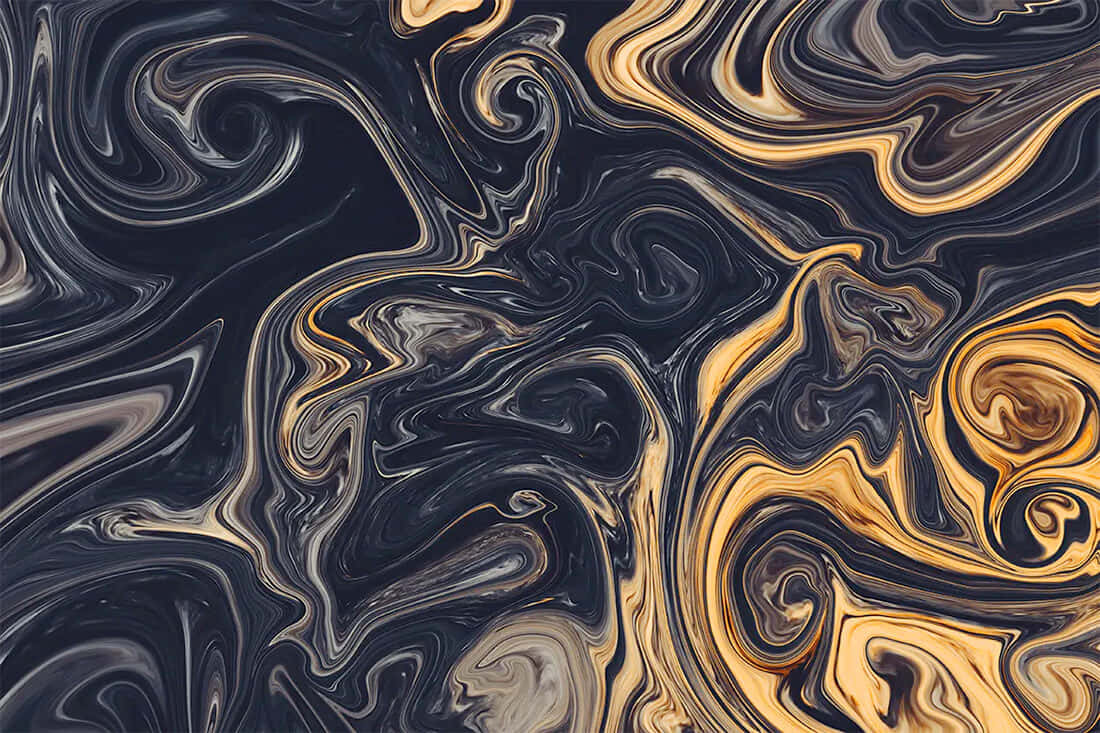 black and gold swirls on a black background
