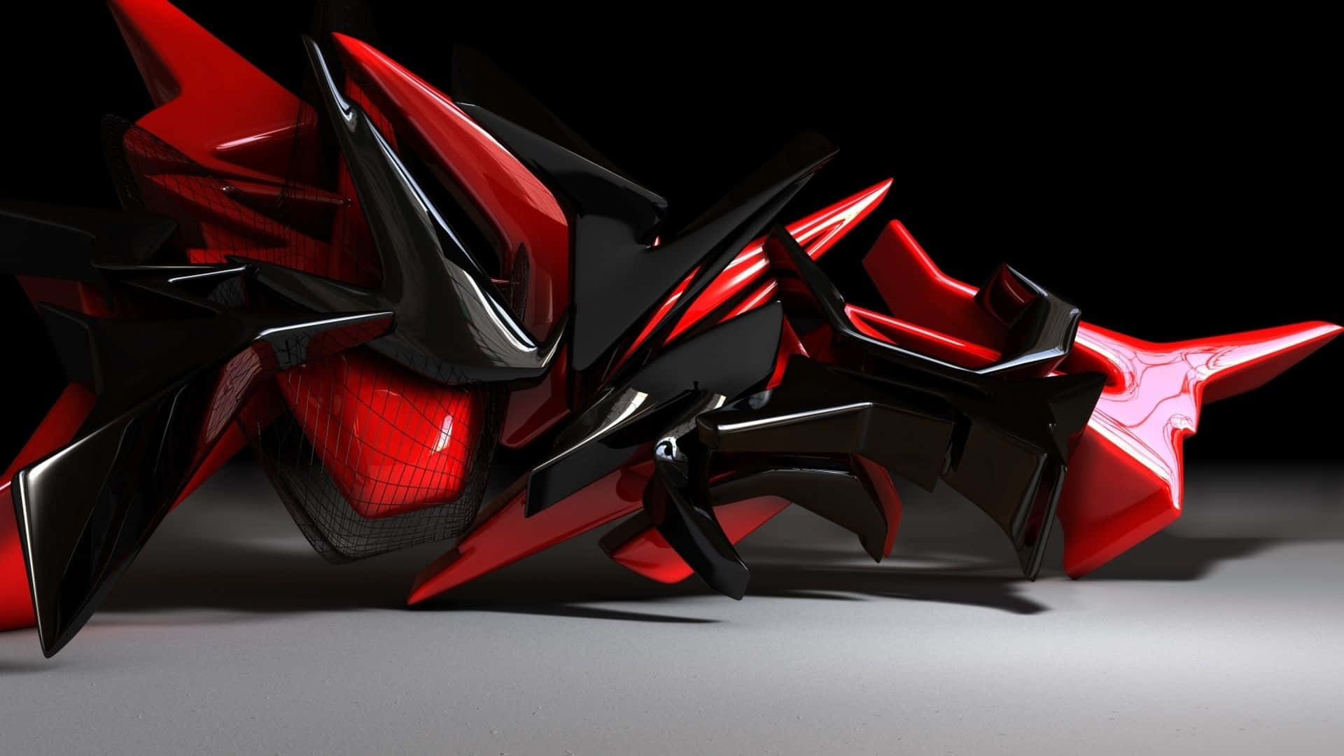 A Red And Black Abstract Sculpture Wallpaper