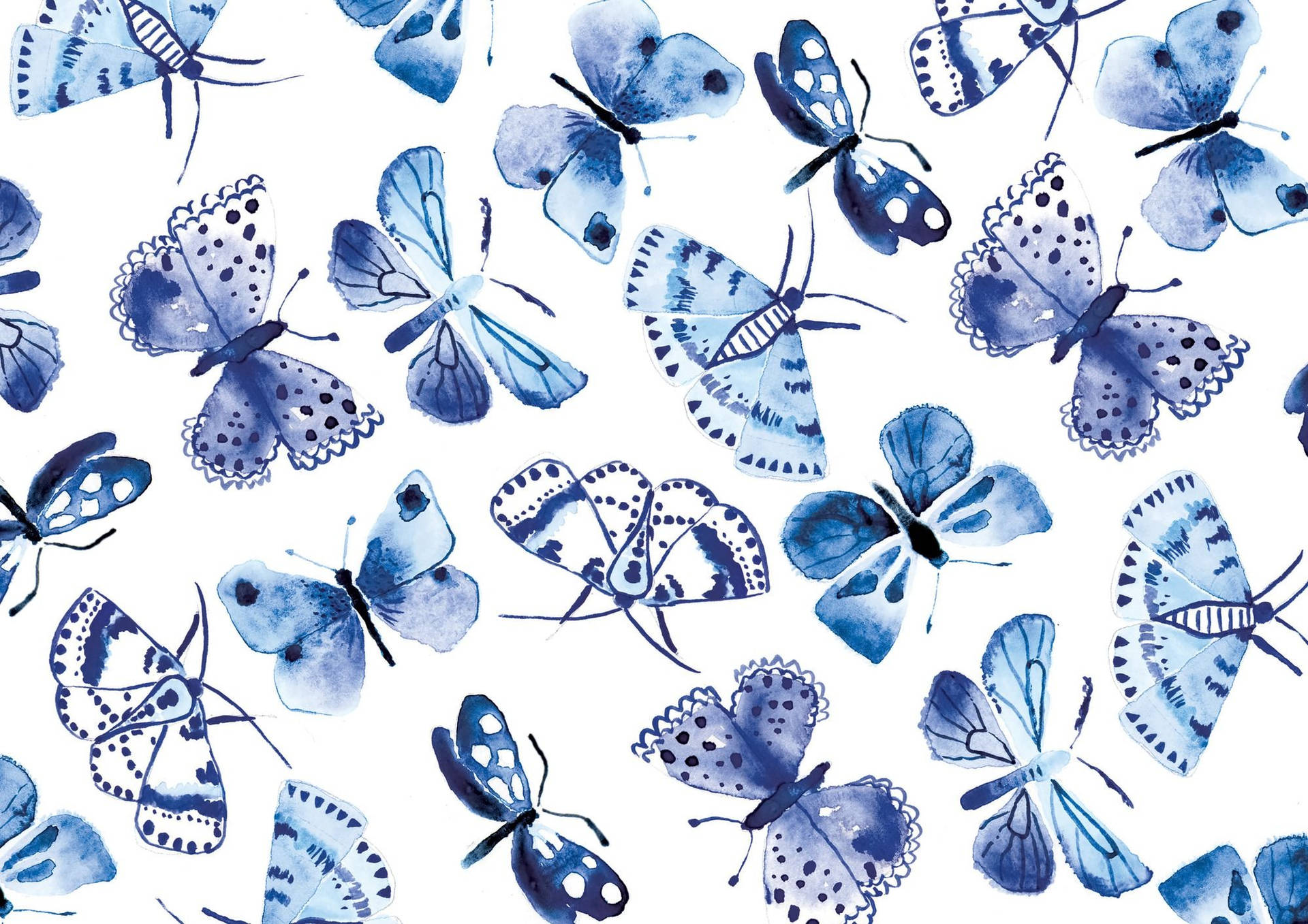 Design Of Blue Butterfly Aesthetic Wallpaper