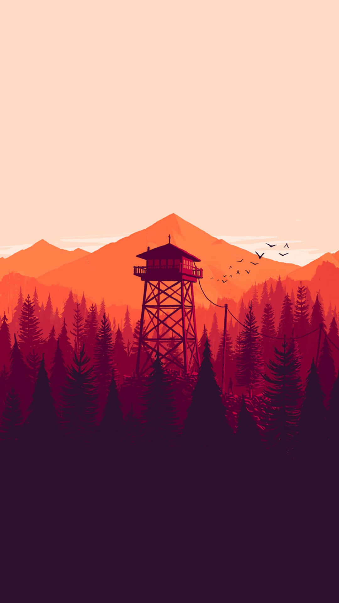 A Silhouette Of A Tower In The Forest Wallpaper