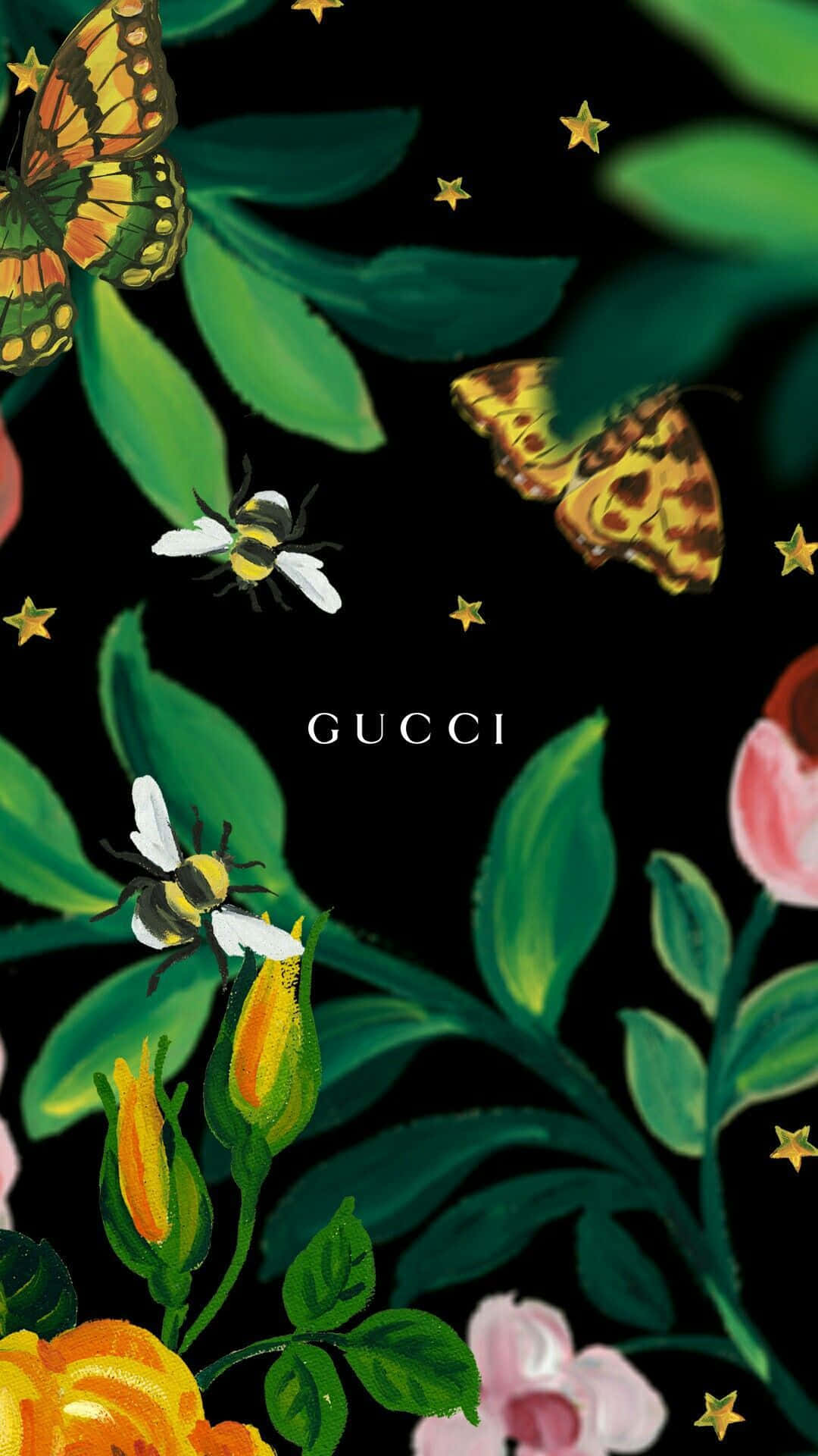 Gucci Floral Designer Aesthetic Digital Painting Wallpaper