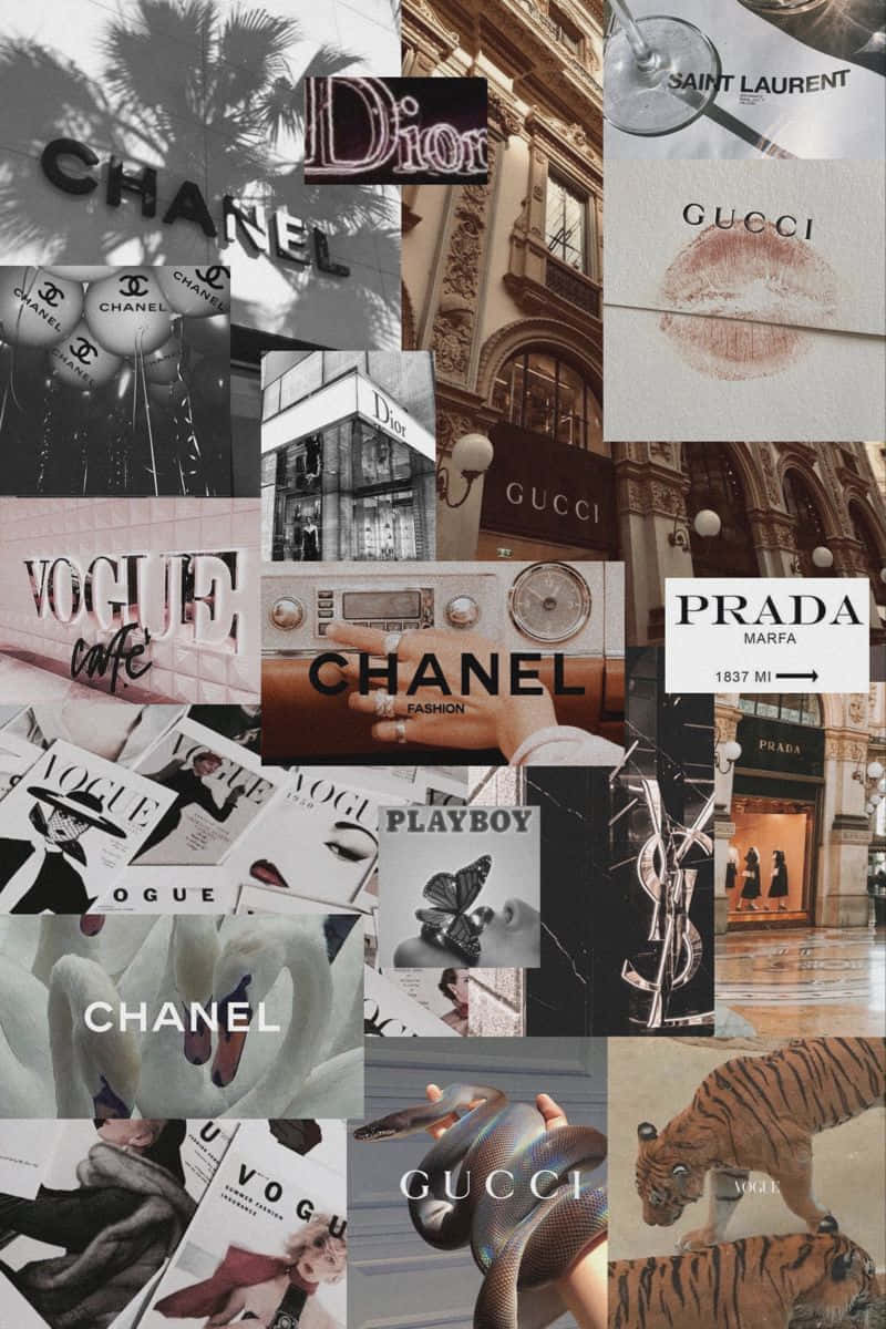 Einecollage Von Chanel-logos Und Anderen Bildern. Wallpaper