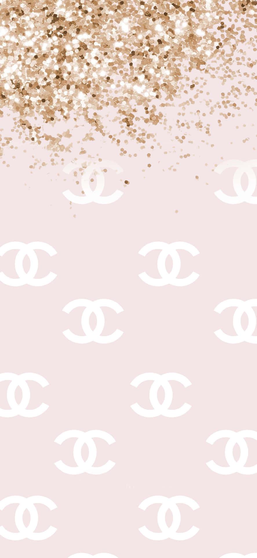 Fondode Pantalla De Chanel Con Purpurina - Rosa Y Dorado Fondo de pantalla