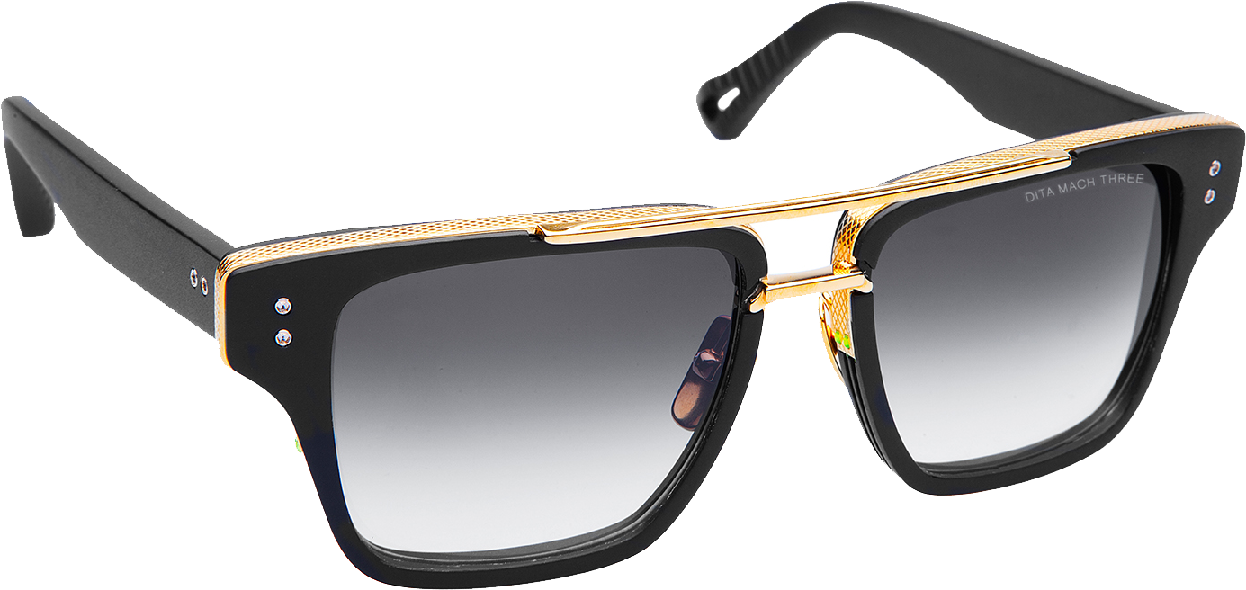 Designer Black Gold Sunglasses PNG