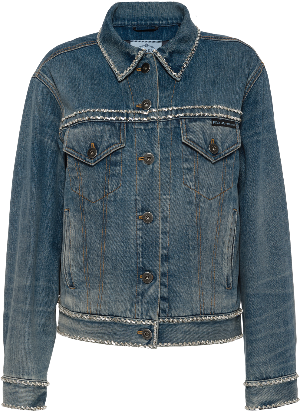 Designer Denim Jacketwith Embellishments PNG