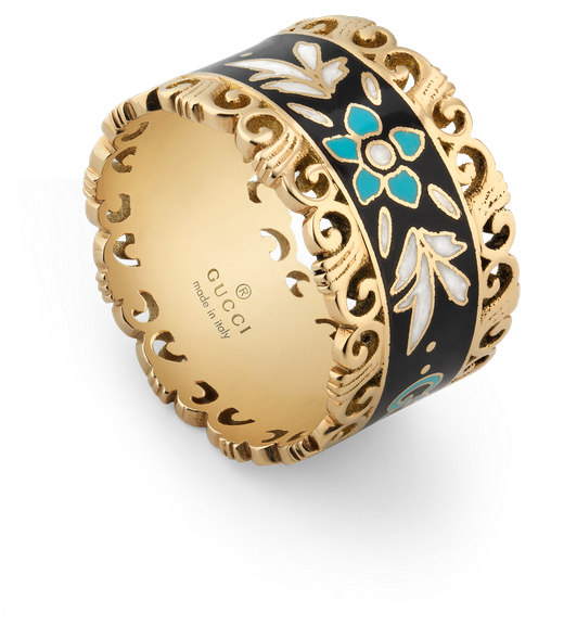 Designer Engraved Gold Black Ring Jewelry PNG