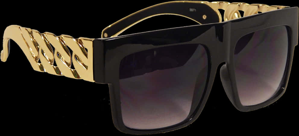 Designer Gold Accented Sunglasses PNG