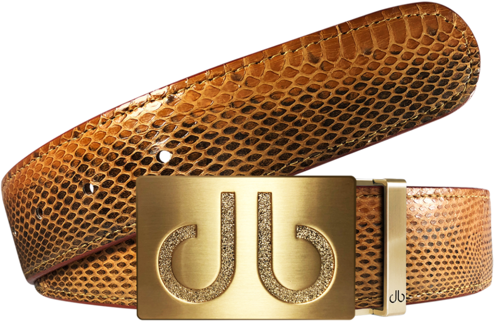 Designer Gold Buckle Snakeskin Belt PNG