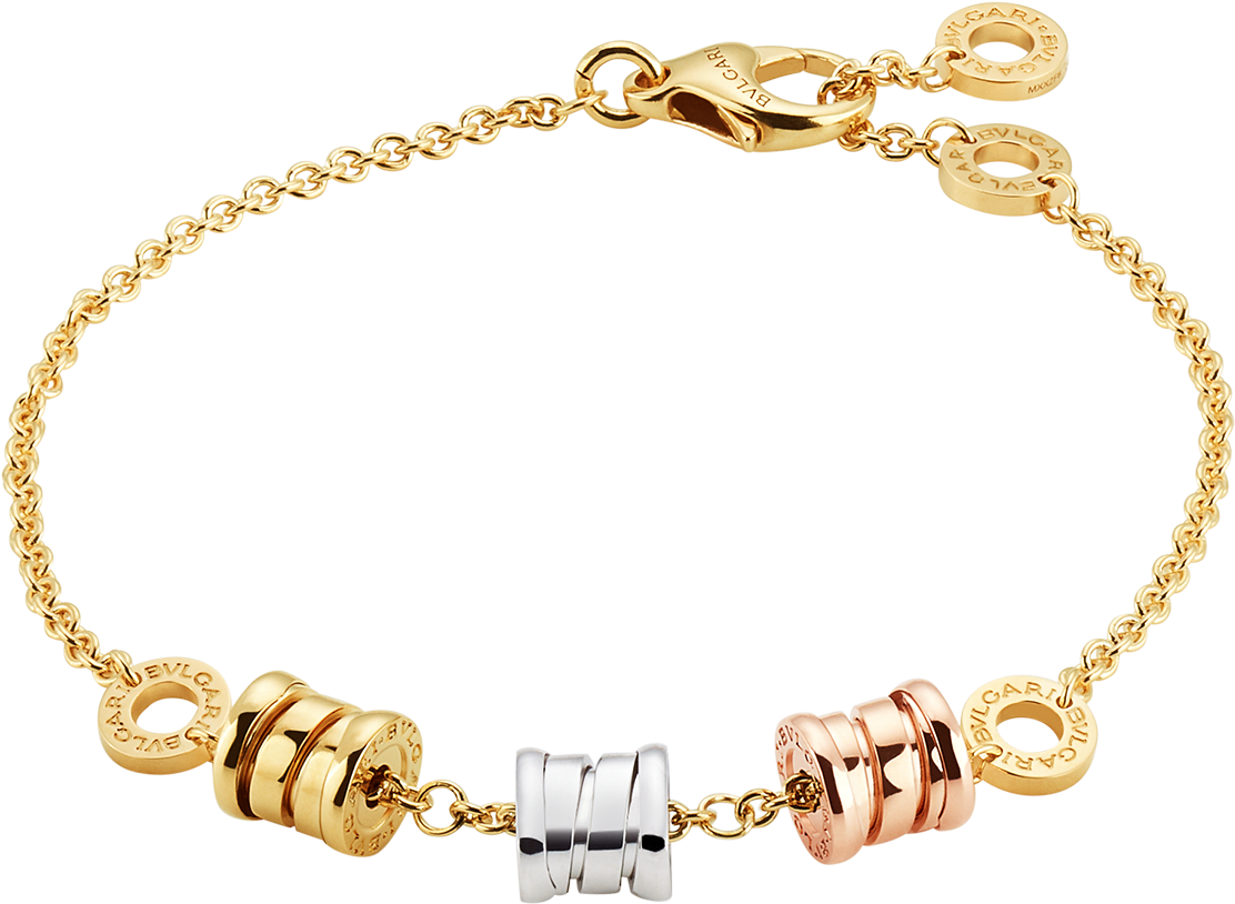 Designer Gold Chain Braceletwith Charms PNG