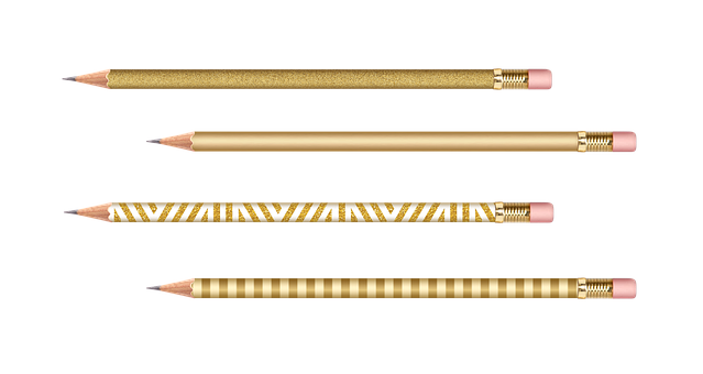 Designer Gold Pattern Pencils PNG