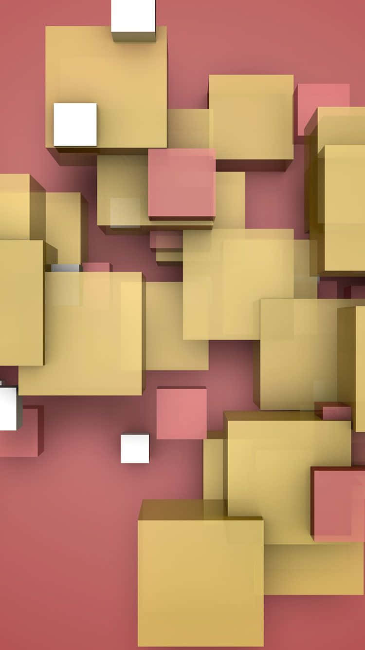 Et 3D billede af en gul og hvid kube Wallpaper