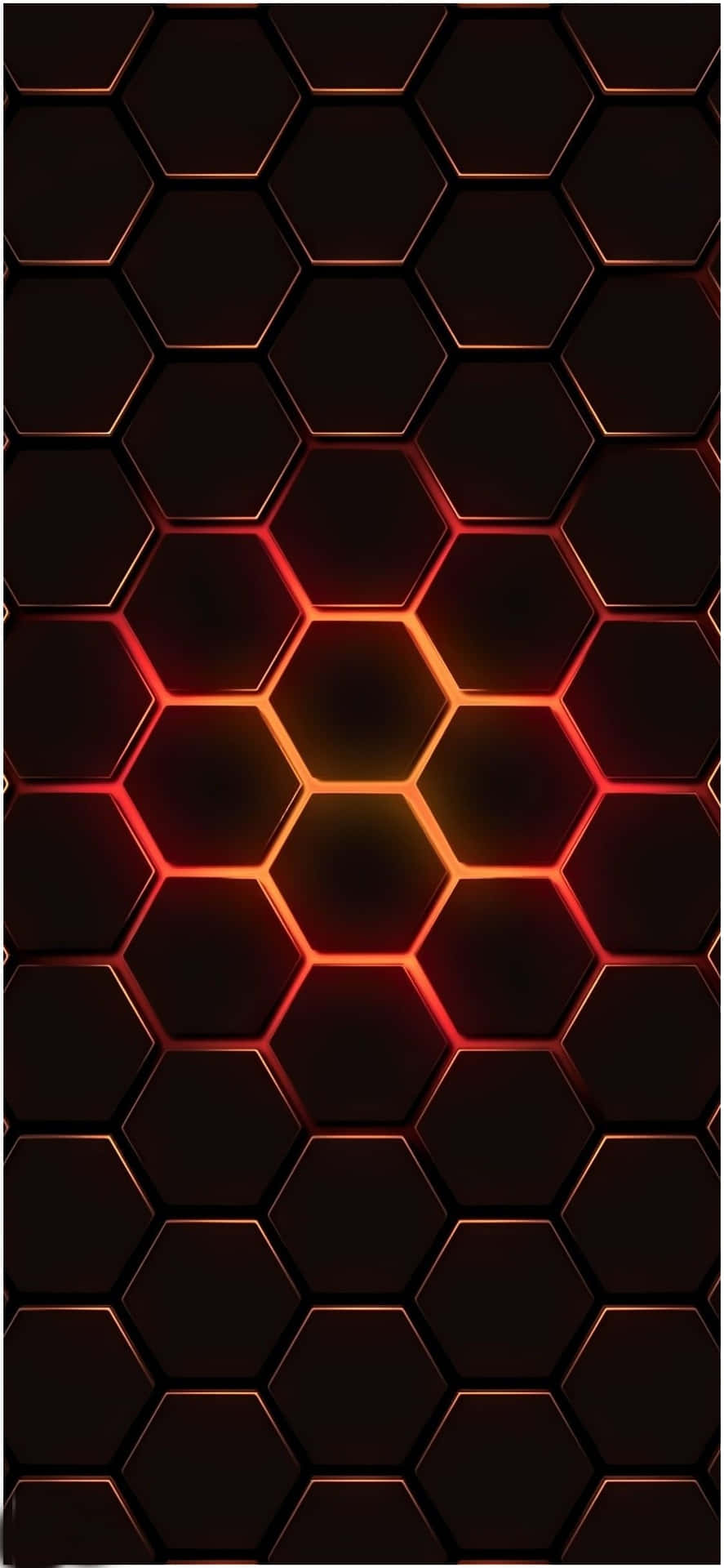 Glowing Red And Black Hexagons Designer Iphone Wallpaper