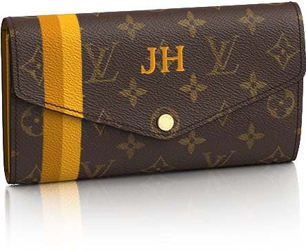 Designer Monogram Walletwith Yellow Stripe PNG