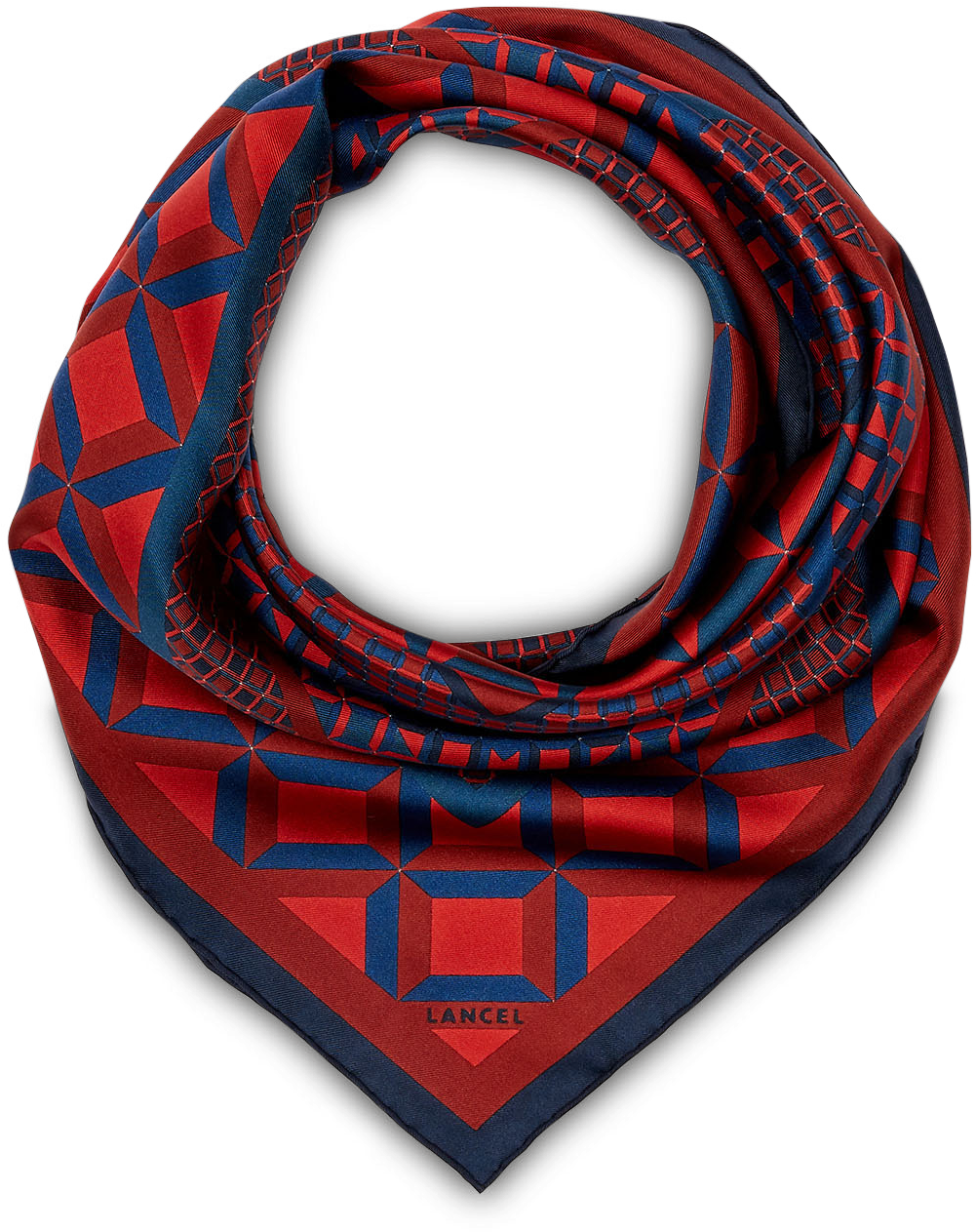 Designer Redand Blue Geometric Scarf PNG