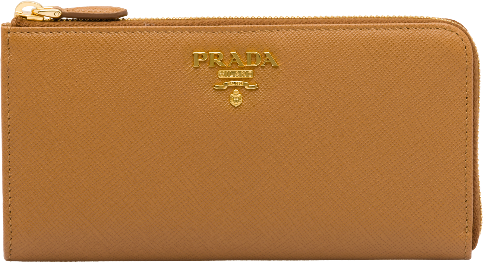 Designer Tan Leather Wallet Prada PNG