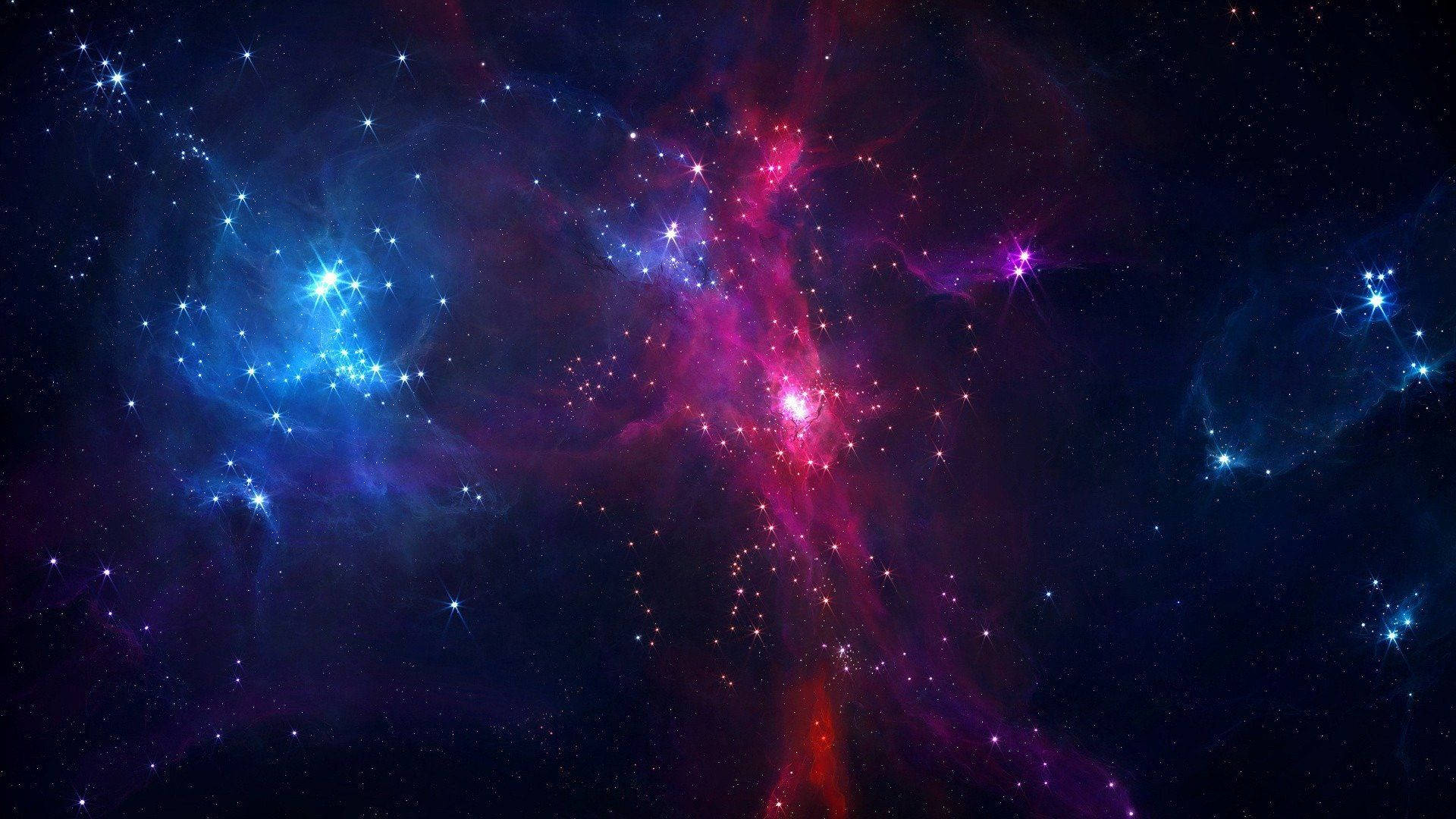 Unespacio Azul Y Morado Con Estrellas Y Nebulosas. Fondo de pantalla