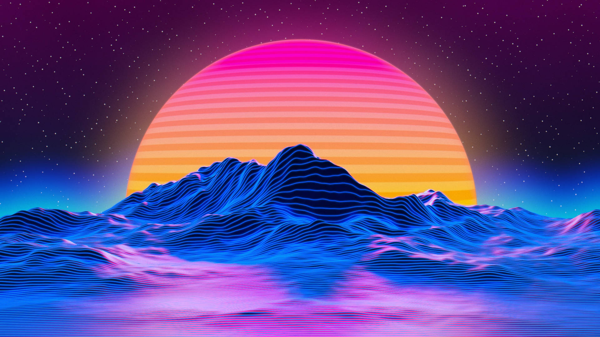 A Colorful Sunrise Over A Mountain Wallpaper