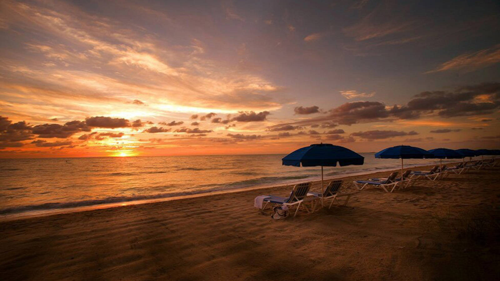 Desktop Golden Sunset Beach Papel de Parede