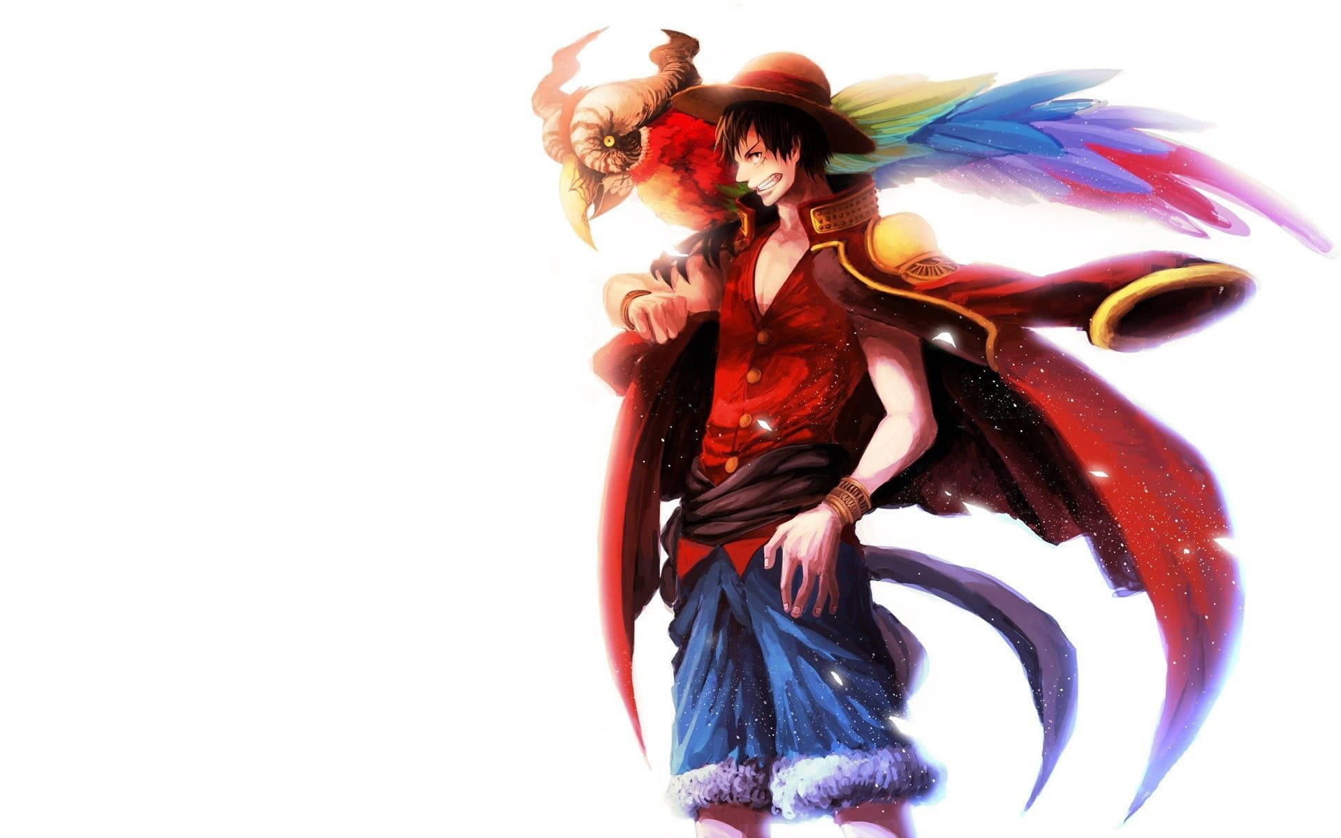 Desktop Luffy And Parrot One Piece Papel de Parede