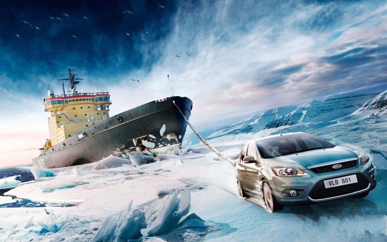 Ford Focus Towing A Ship Desktop Pc Background