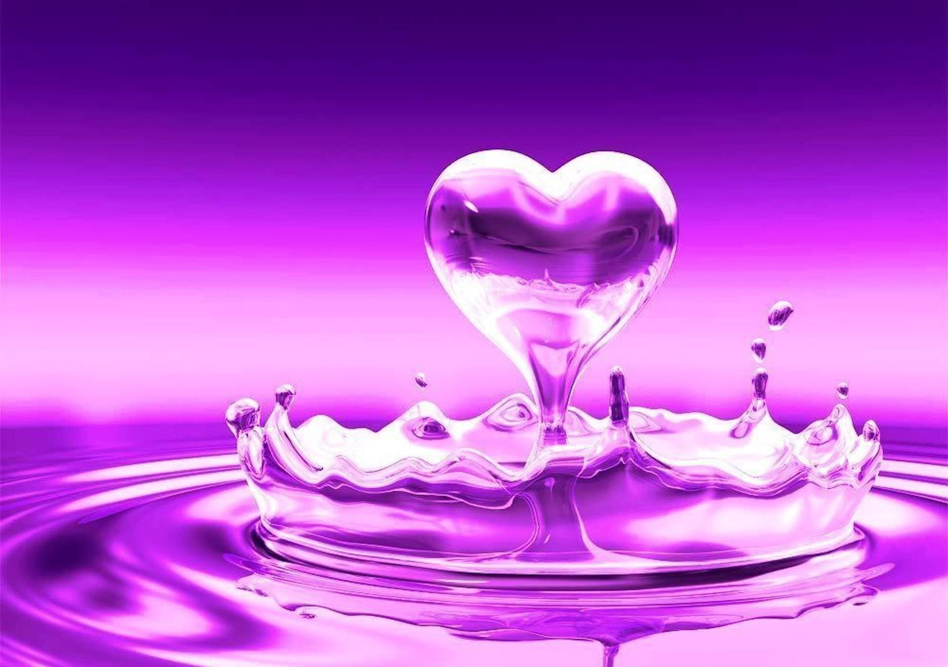 Fondode Pantalla De Escritorio De Agua Púrpura Con Efecto De Ondas De Corazón Fondo de pantalla