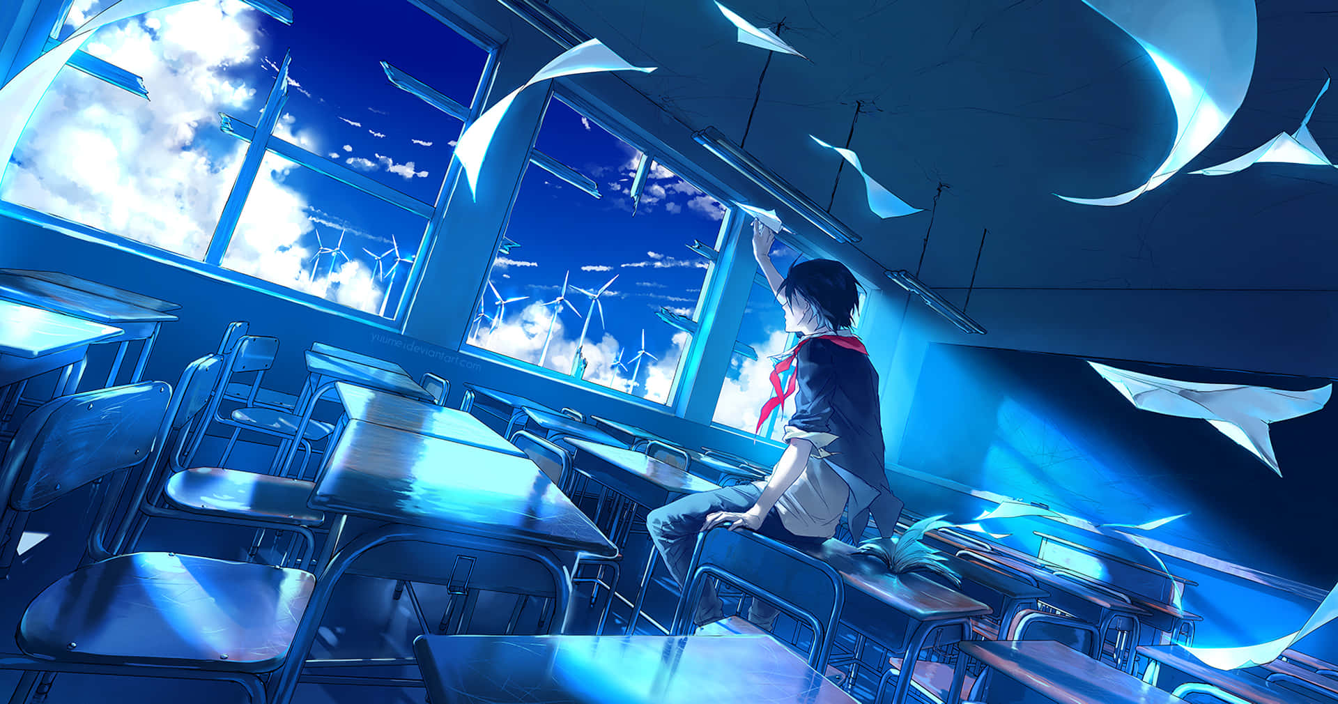 Desolate Anime Classroom Wallpaper