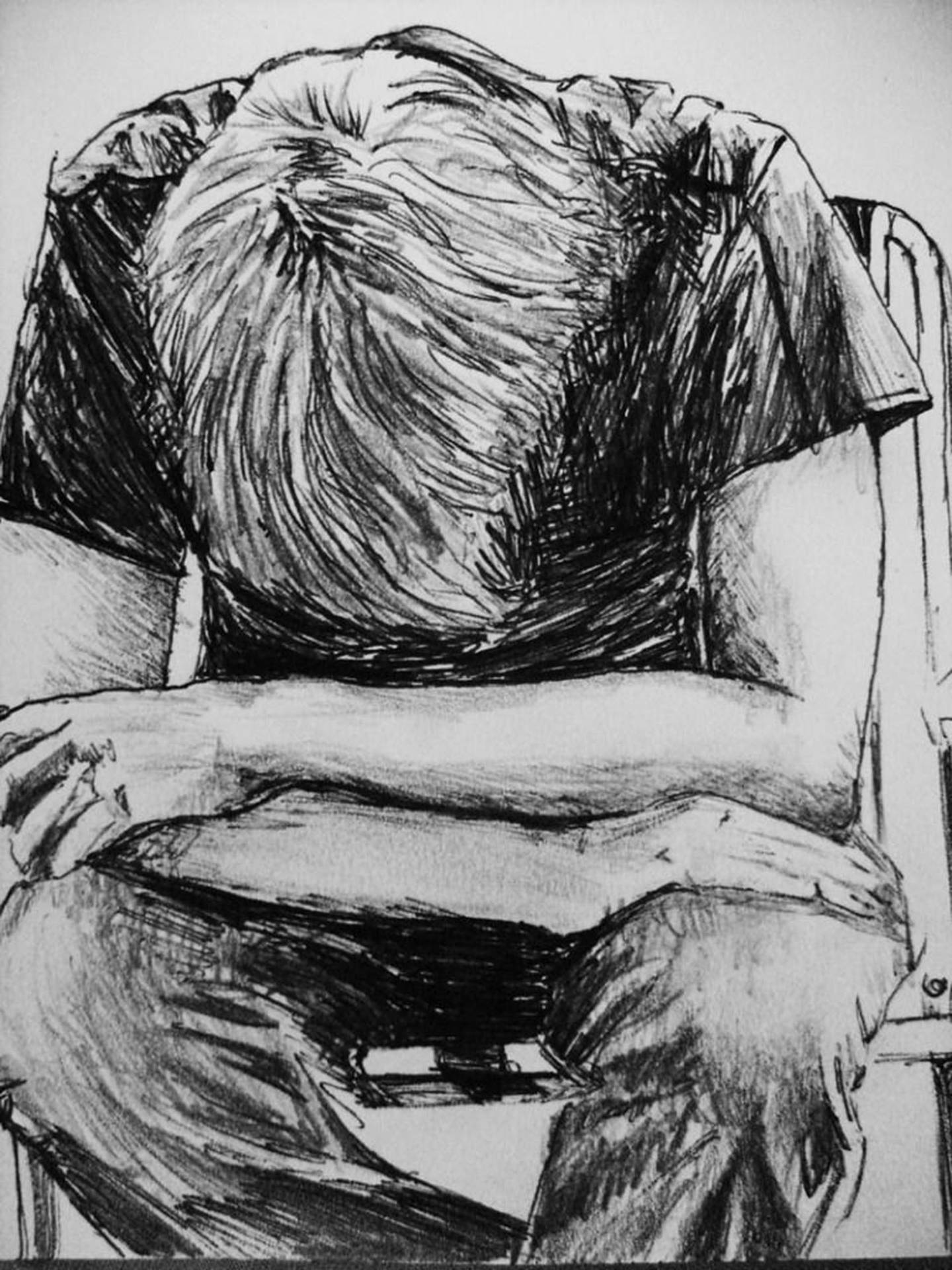 Desolate Boy Sad Drawing Wallpaper