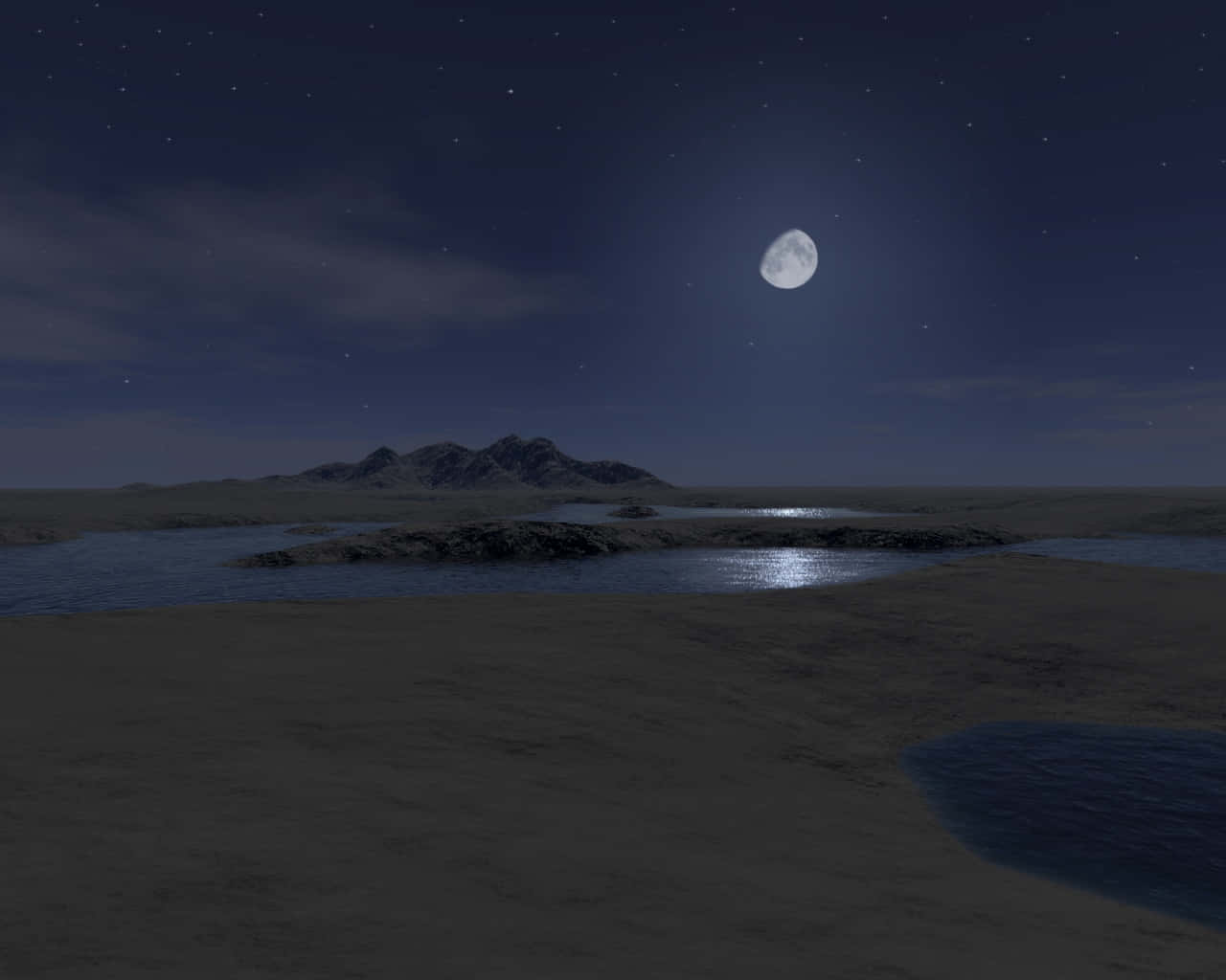 Desolate Low-tide Ocean Moonlight Wallpaper