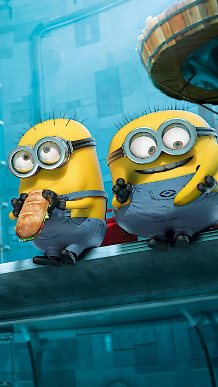 Carl And Bob Eating Despicable Me Minion Iphone Wallpaper