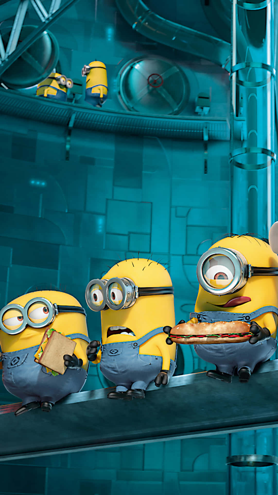 Three Eating Despicable Me Minion Iphone Wallpaper