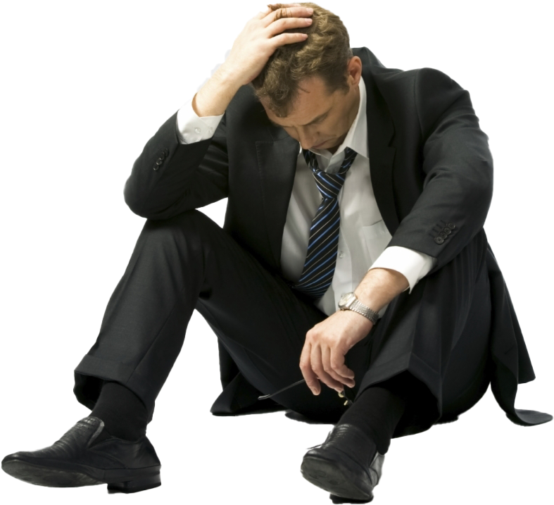 Despondent Businessman Seated PNG